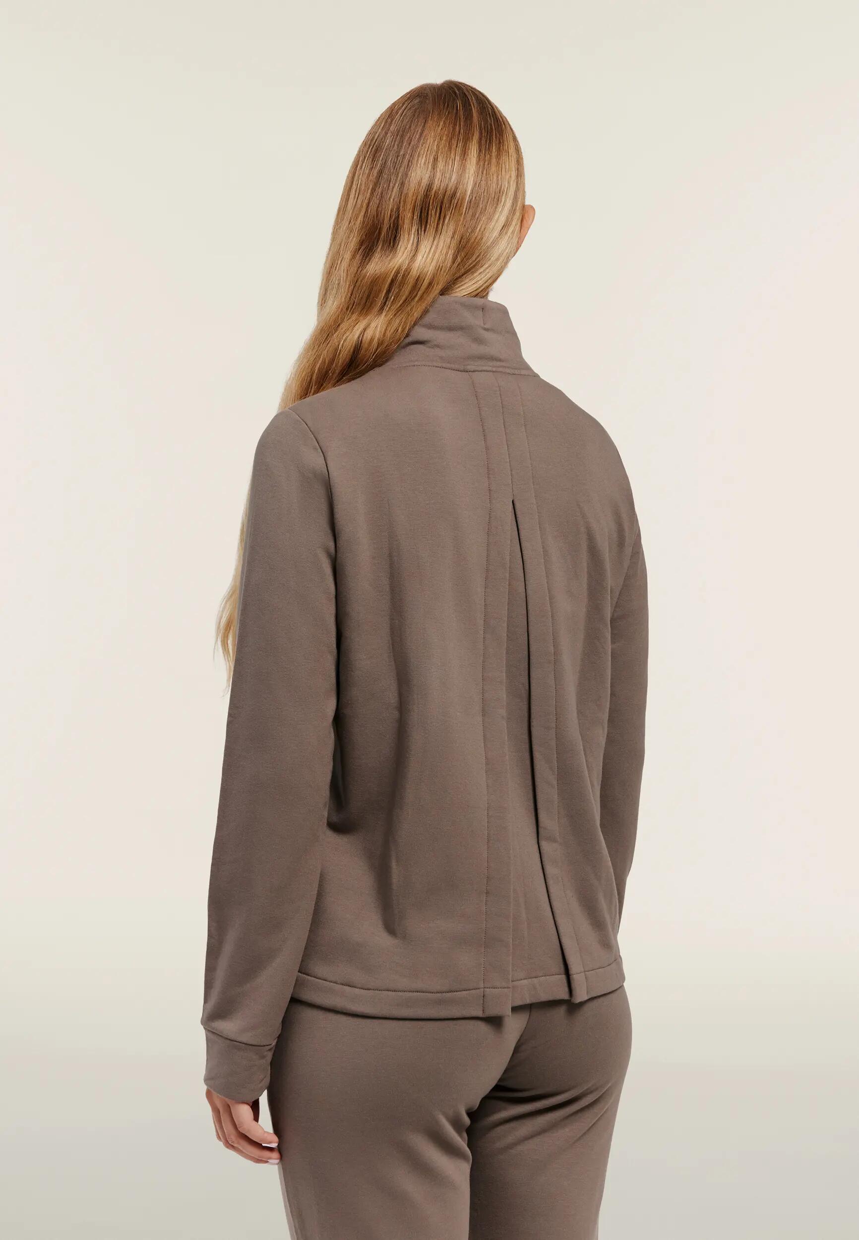 Sweat-shirt zippé à col montant pour femmes avec fente au dos 3/6
