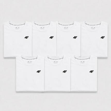 KOMPLET KOSZULEK MĘSKICH 4F ZESTAW 7 SZTUK T-SHIRT S TTSHM3341 BIAŁY