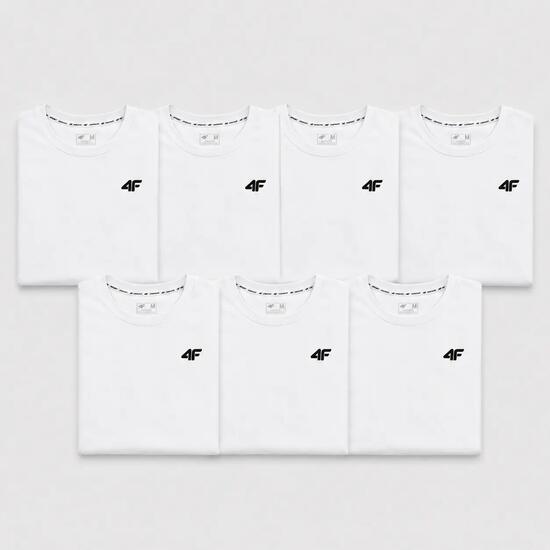 KOMPLET KOSZULEK MĘSKICH 4F ZESTAW 7 SZTUK T-SHIRT S TTSHM3341 BIAŁY