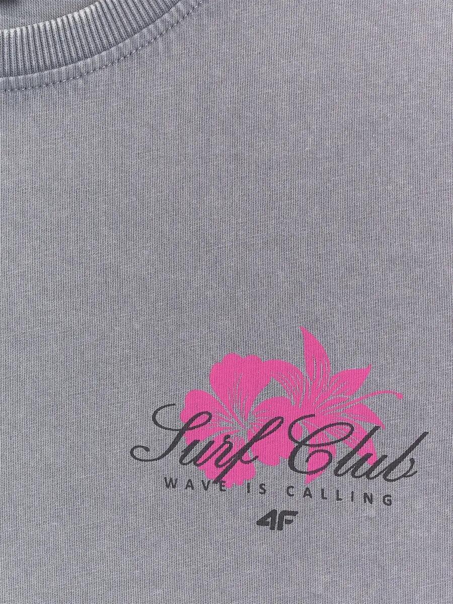 T-shirt relaxed z nadrukiem damski 4F 4FRSS26TTSHF4515 6/7