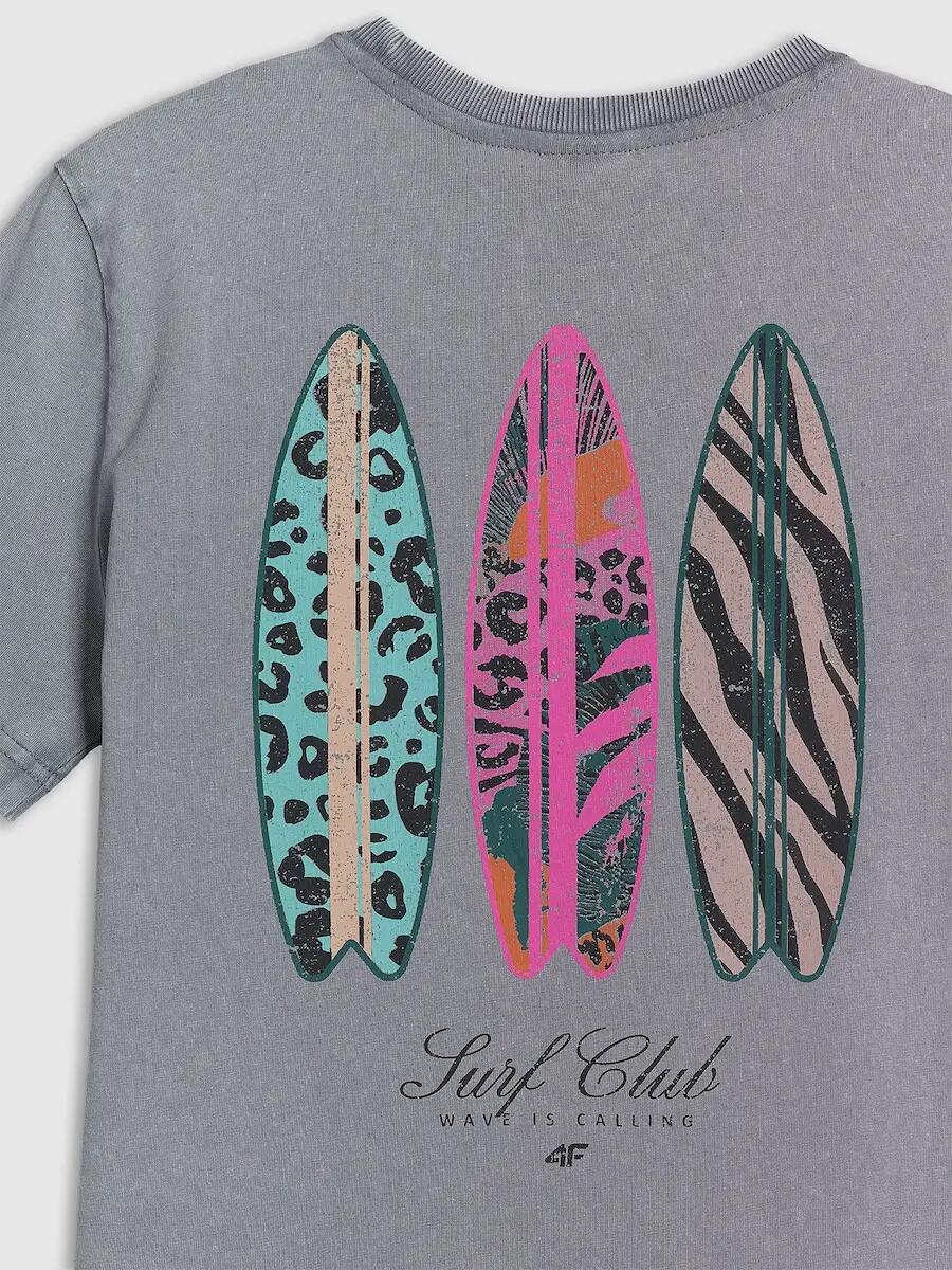 T-shirt relaxed z nadrukiem damski 4F 4FRSS26TTSHF4515 5/7