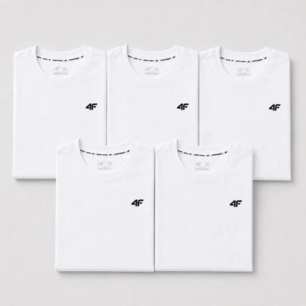 KOMPLET KOSZULEK MĘSKICH 4F ZESTAW 5 SZTUK T-SHIRT XXL TTSHM3341 BIAŁY