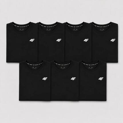 KOMPLET KOSZULEK MĘSKICH 4F ZESTAW 7PAK T-SHIRT S TTSHM3341 CZARNY
