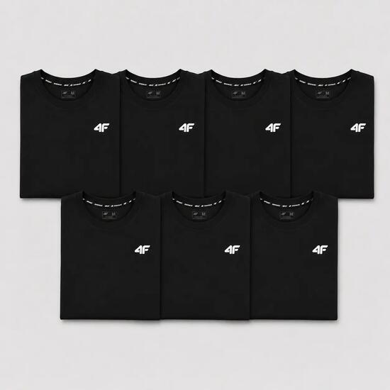 KOMPLET KOSZULEK MĘSKICH 4F ZESTAW 7PAK T-SHIRT S TTSHM3341 CZARNY