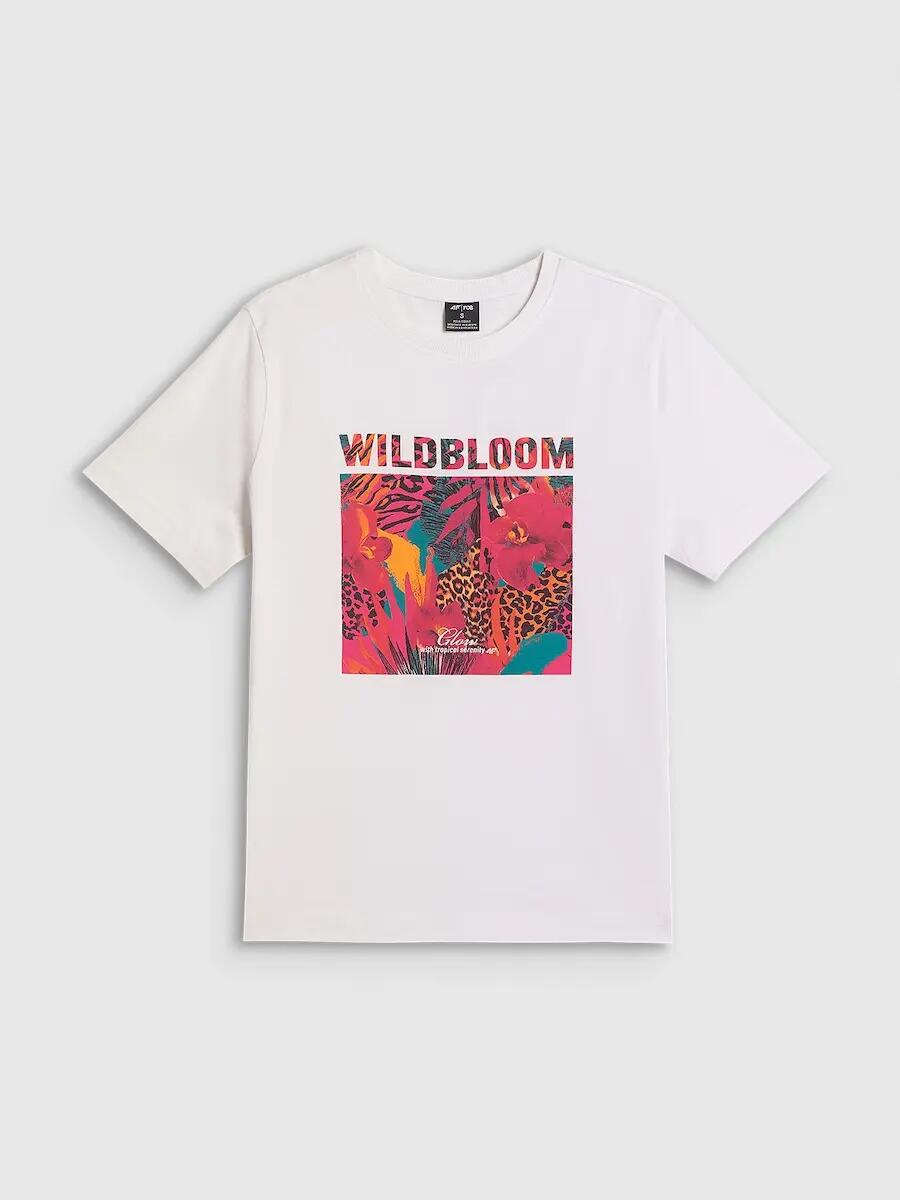 T-shirt regular z nadrukiem damski 4F 4FRSS26TTSHF4514 3/4