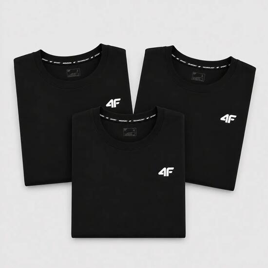 KOMPLET KOSZULEK MĘSKICH 4F ZESTAW 3PAK T-SHIRT M TTSHM3341 CZARNY