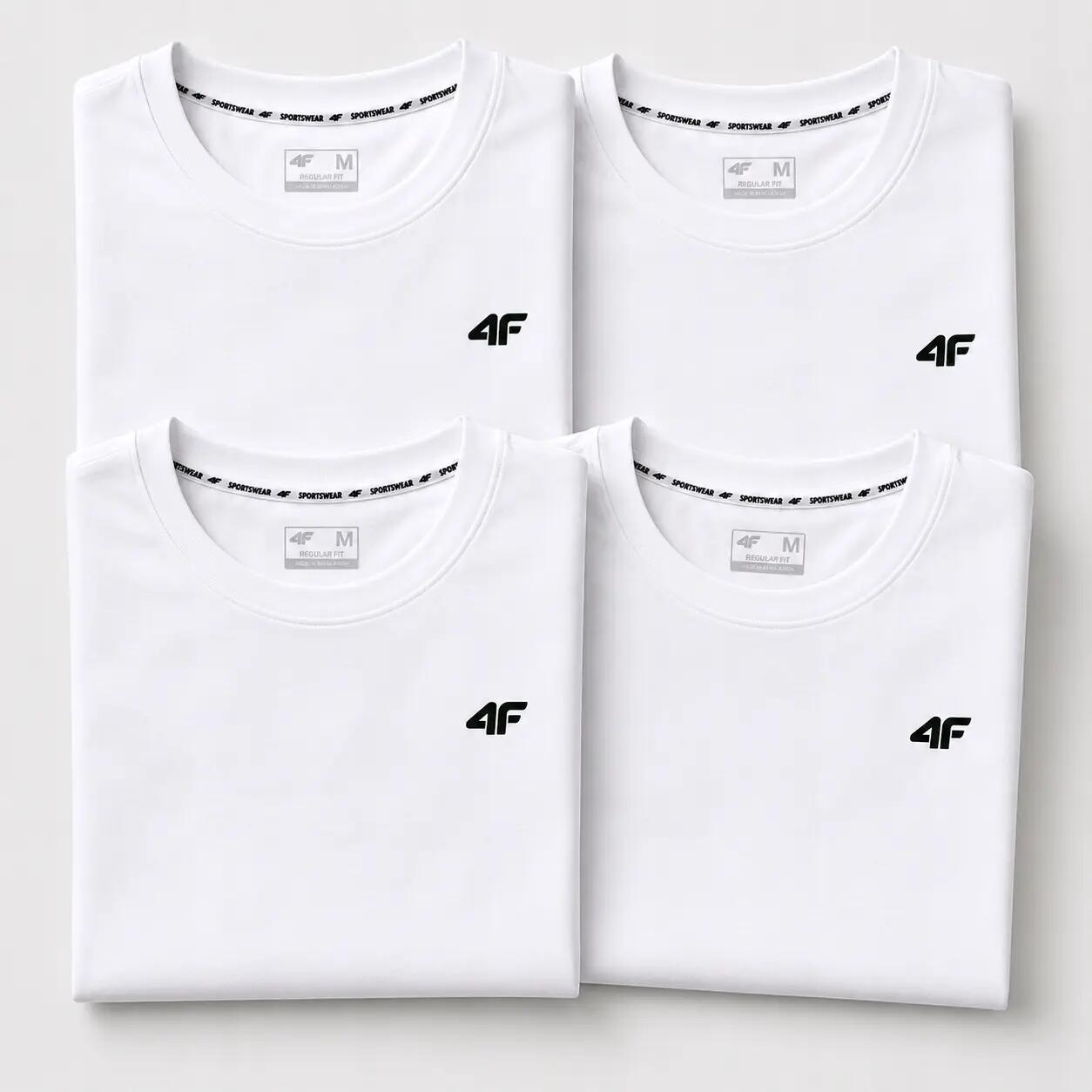 KOMPLET KOSZULEK MĘSKICH 4F ZESTAW 4 SZTUKI T-SHIRT 4XL TTSHM3341 BIAŁY 1/5