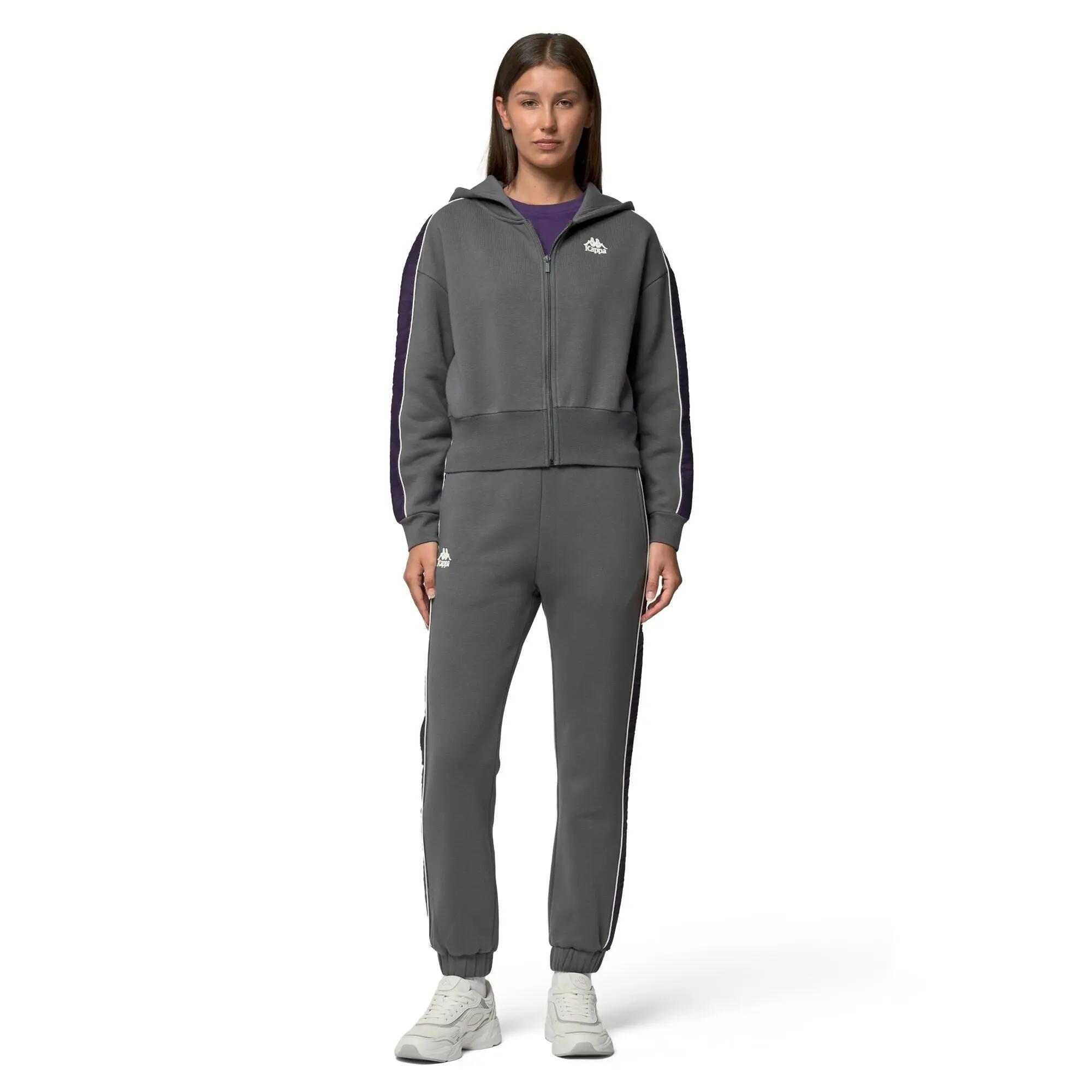 Felpa con zip da donna in cotone grigio da streetwear sportivo 6/6