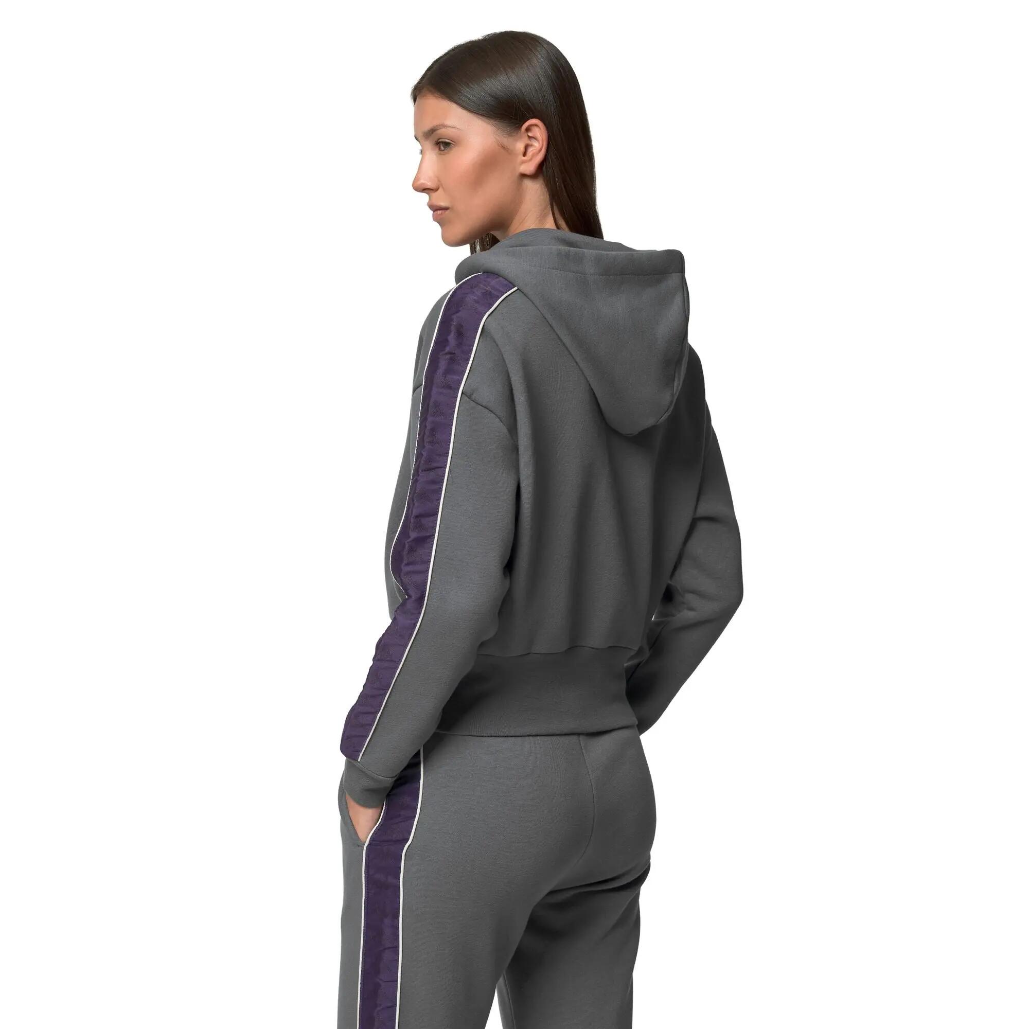 Felpa con zip da donna in cotone grigio da streetwear sportivo 5/6