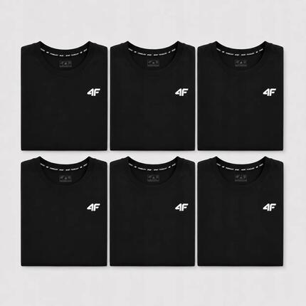 KOMPLET KOSZULEK MĘSKICH 4F ZESTAW 6PAK T-SHIRT S TTSHM3341 CZARNY