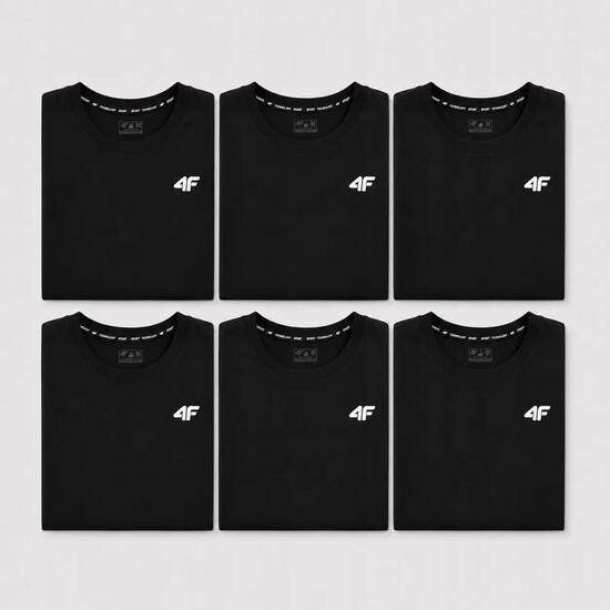 KOMPLET KOSZULEK MĘSKICH 4F ZESTAW 6PAK T-SHIRT S TTSHM3341 CZARNY