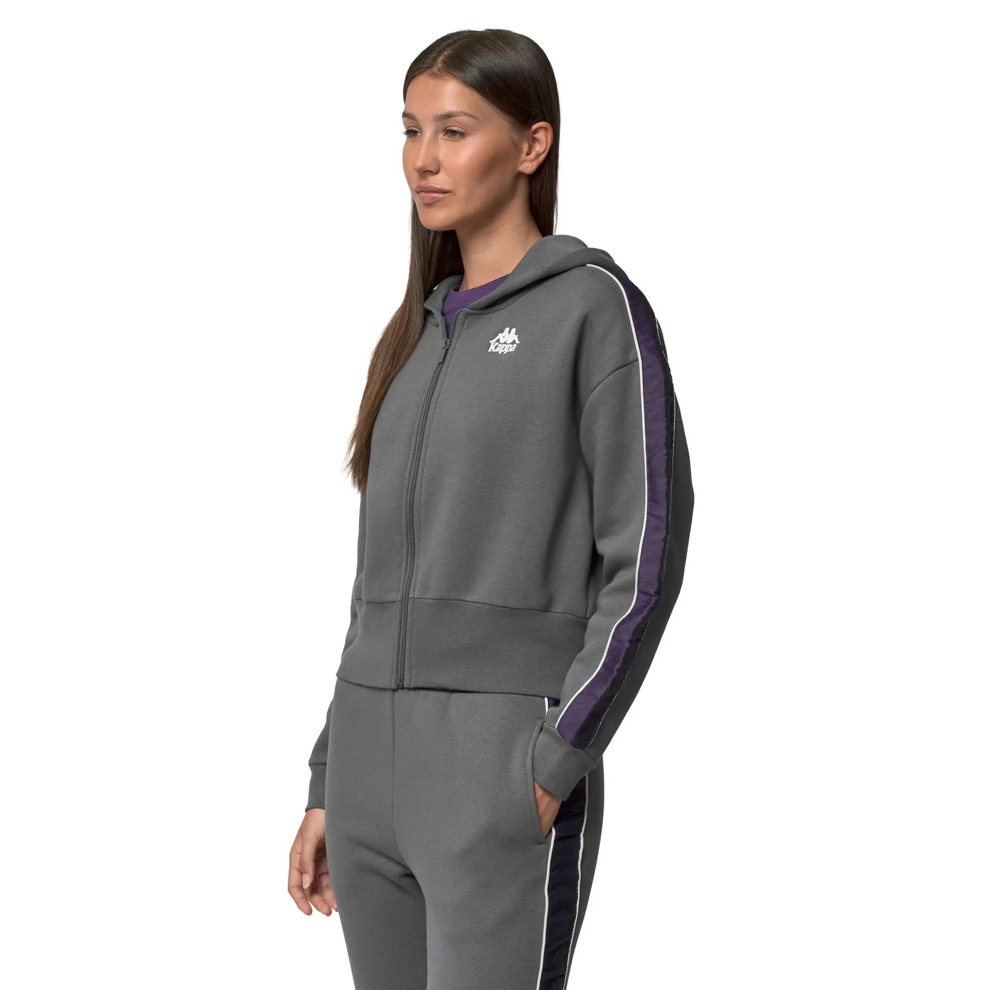 Felpa con zip da donna in cotone grigio da streetwear sportivo 4/6