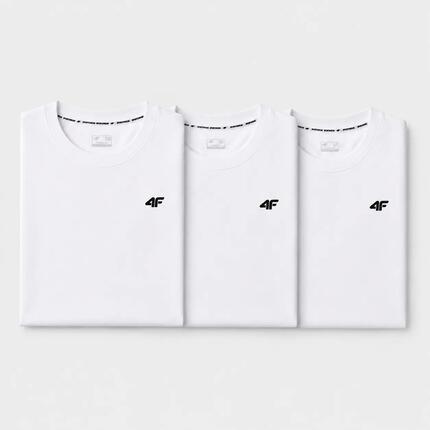 KOMPLET KOSZULEK MĘSKICH 4F ZESTAW 3PAK T-SHIRT XXL TTSHM3341 BIAŁY