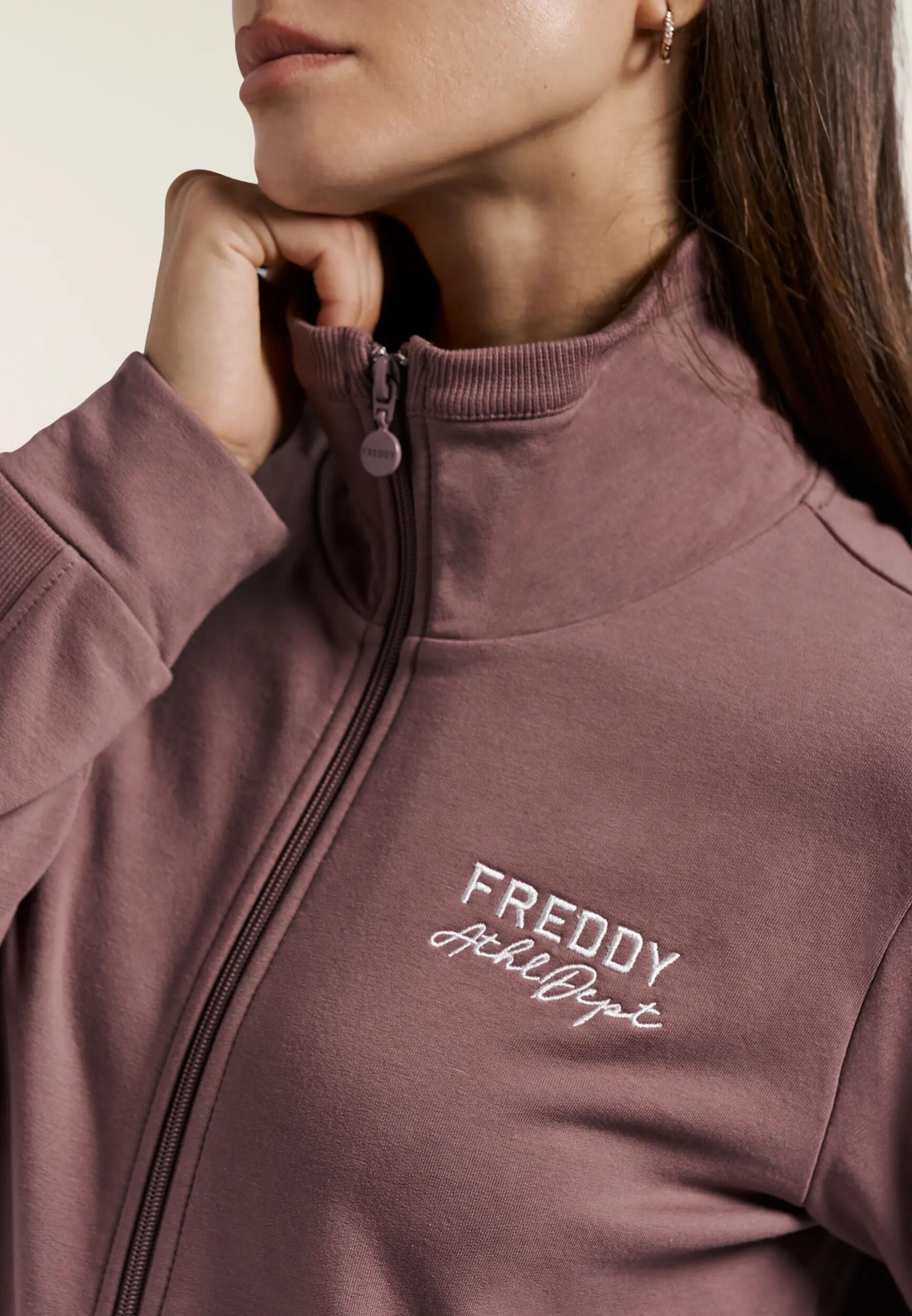 Felpa donna fondo asimmetrico con zip e collo alto 4/6