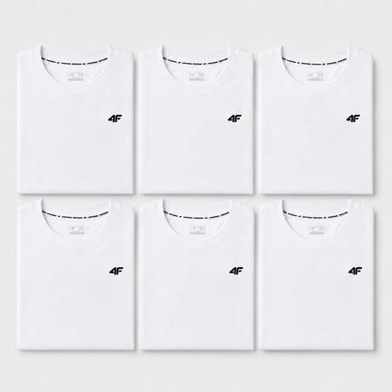 KOMPLET KOSZULEK MĘSKICH 4F ZESTAW 6 SZTUK T-SHIRT M TTSHM3341 BIAŁY