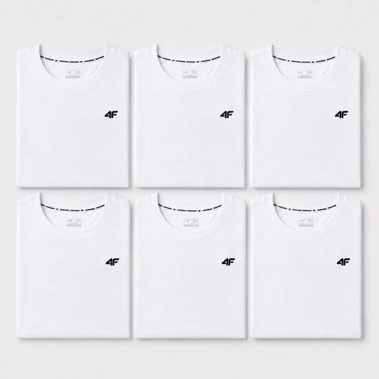 KOMPLET KOSZULEK MĘSKICH 4F ZESTAW 6 SZTUK T-SHIRT M TTSHM3341 BIAŁY