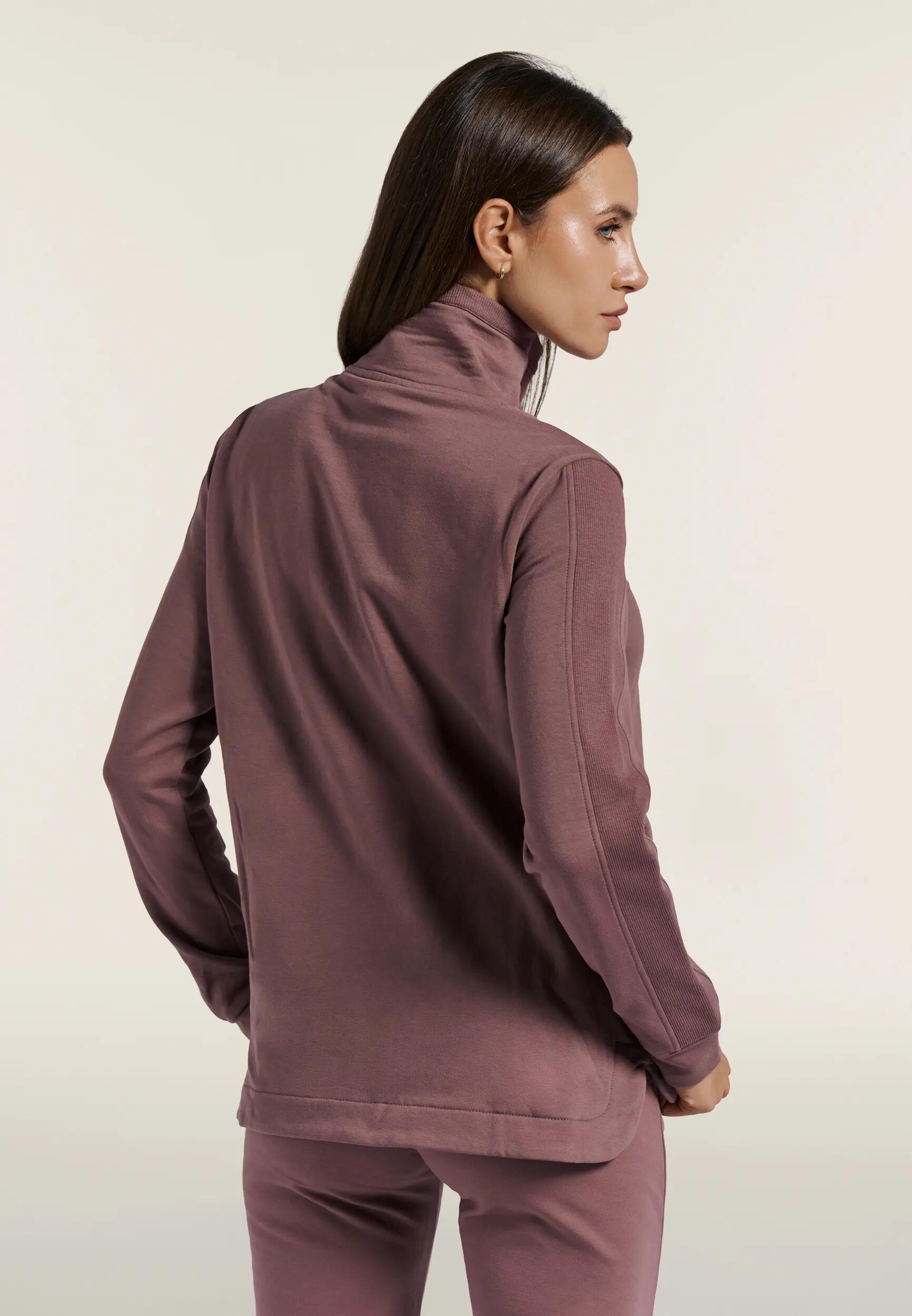 Felpa donna fondo asimmetrico con zip e collo alto 3/6