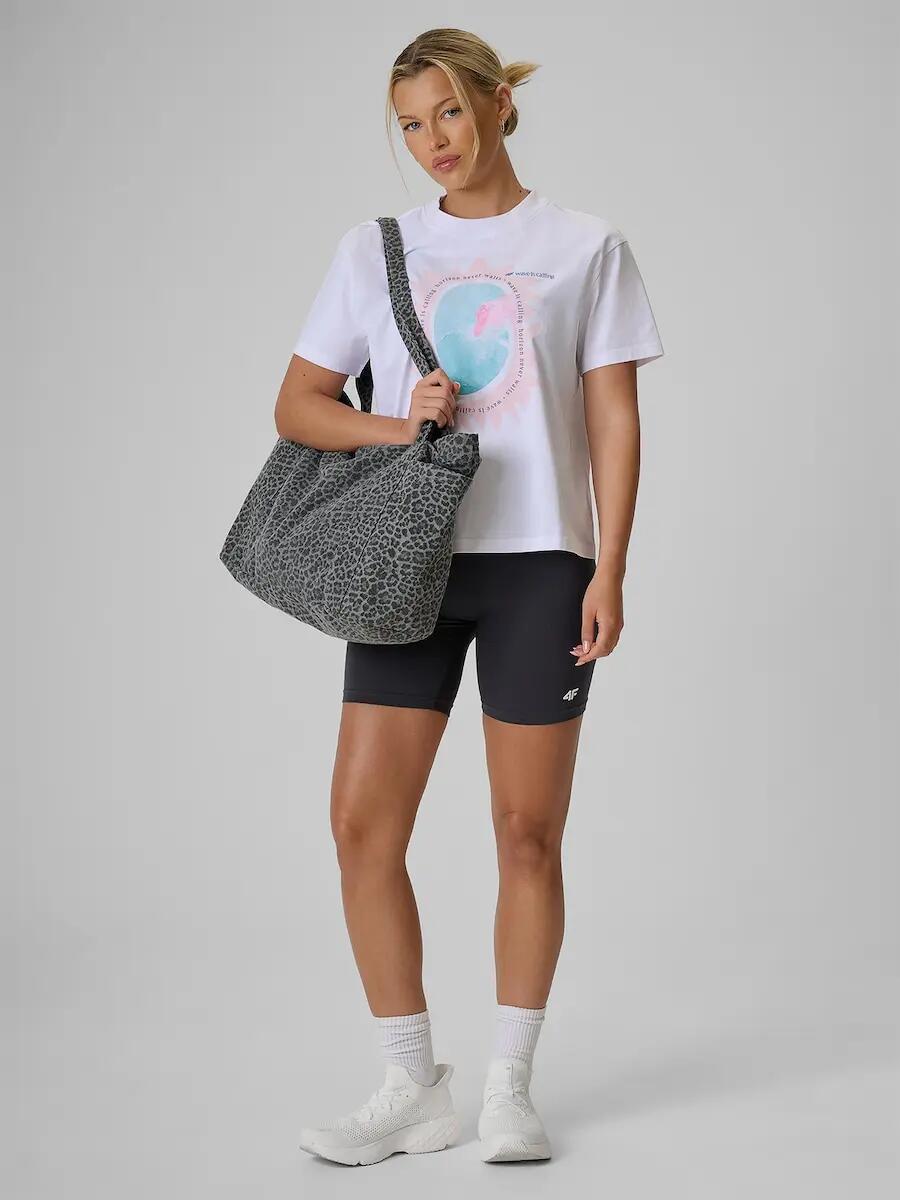 T-shirt loose z nadrukiem damski 4F 4FRSS26TTSHF4536 4/6