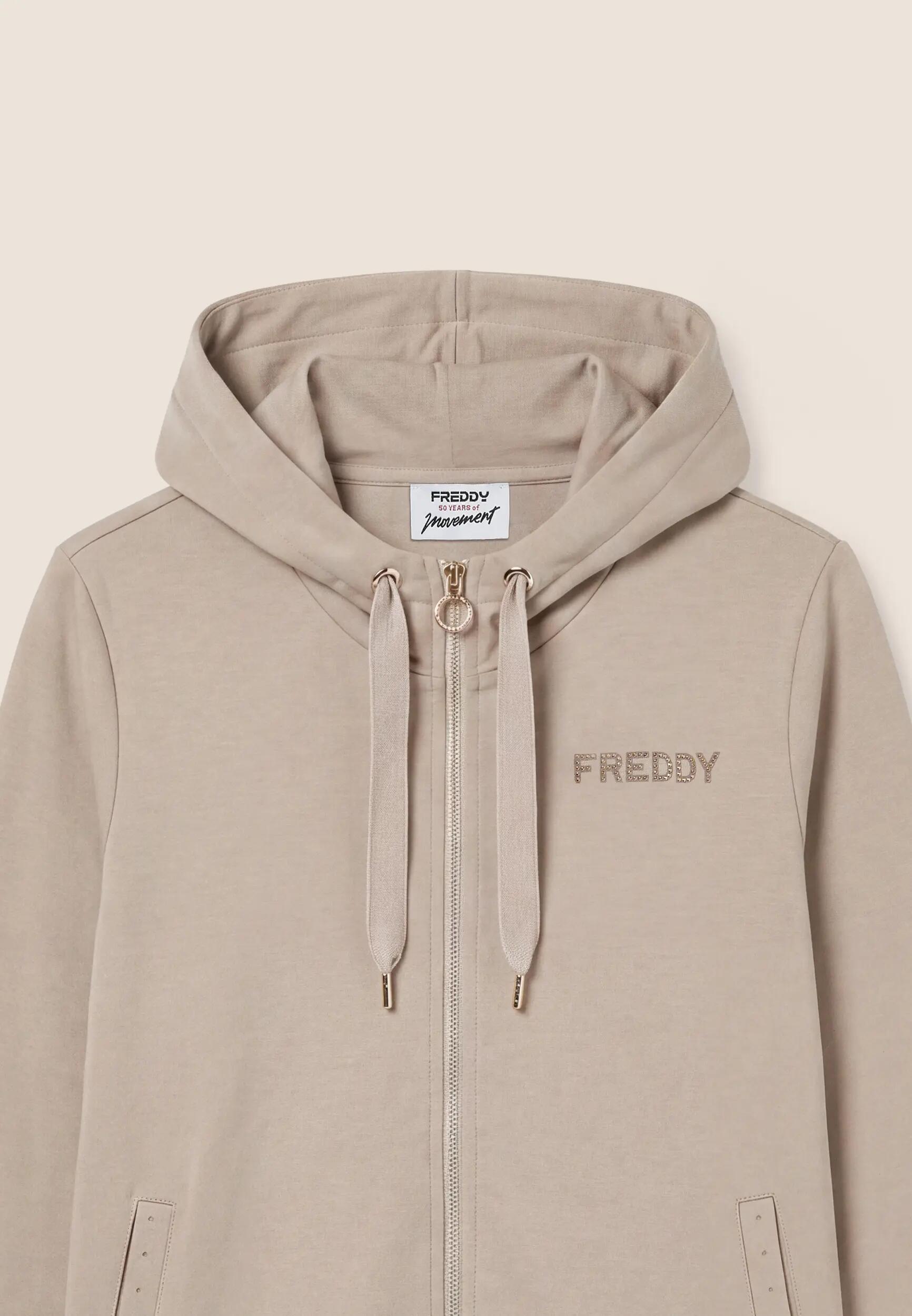 Sweat-shirt zippé à capuche pour femmes, coupe classique, avec fentes au bas 3/3
