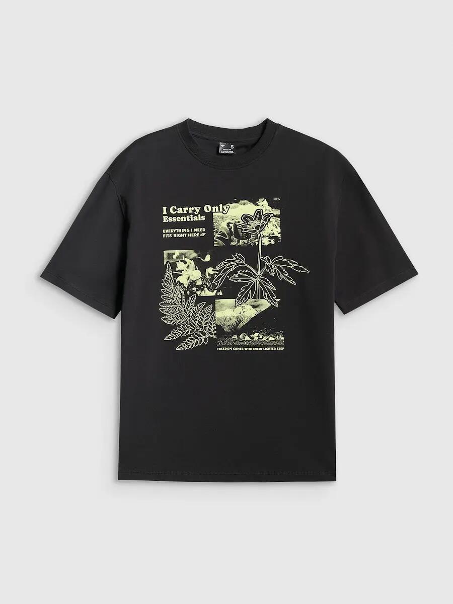 T-shirt loose z nadrukiem damski 4F 4FRSS26TTSHF3705 5/6