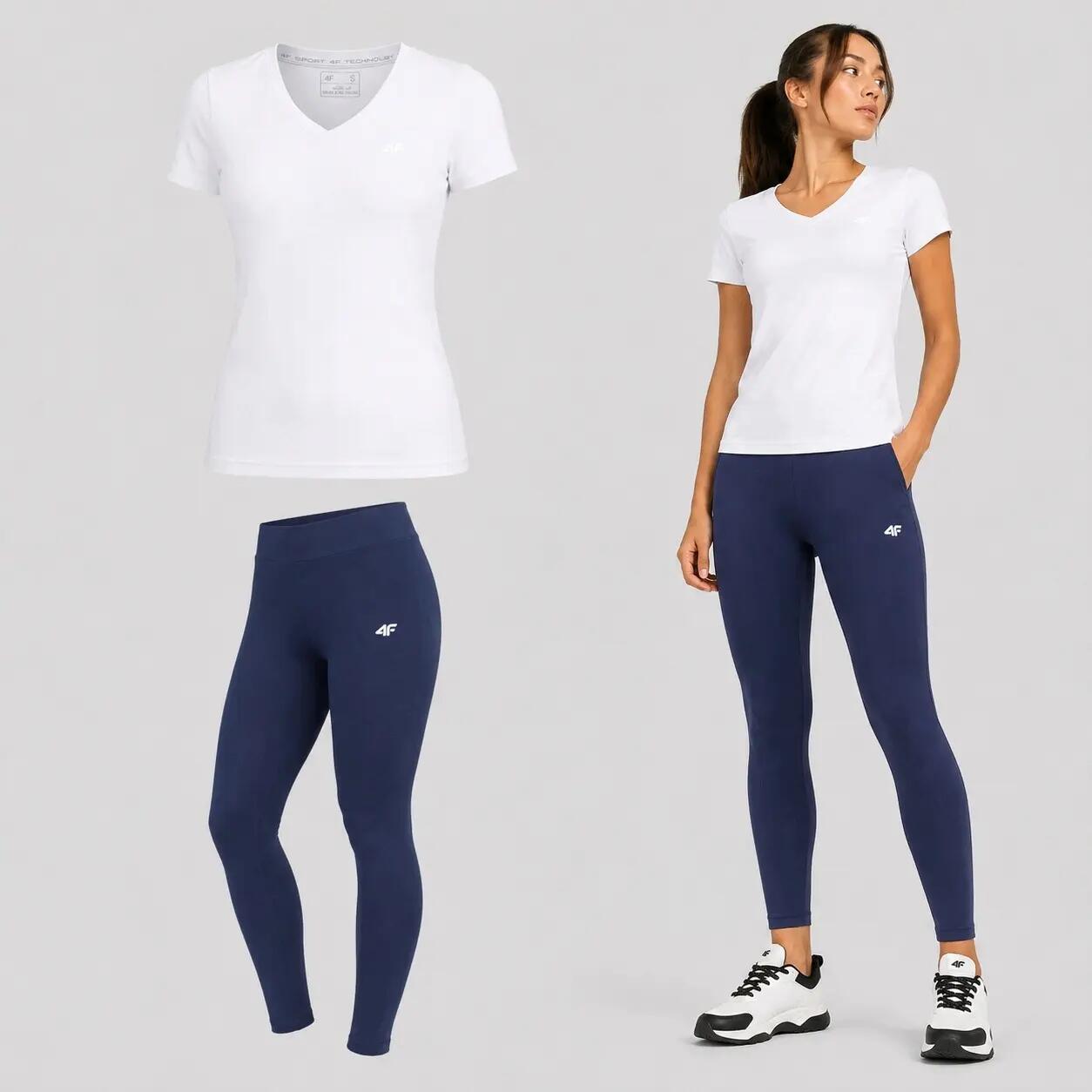 ZESTAW DAMSKI 4F T-SHIRT + LEGGINSY SPORTOWY KOMPLET NA CO DZIEŃ XS SS26 1/9