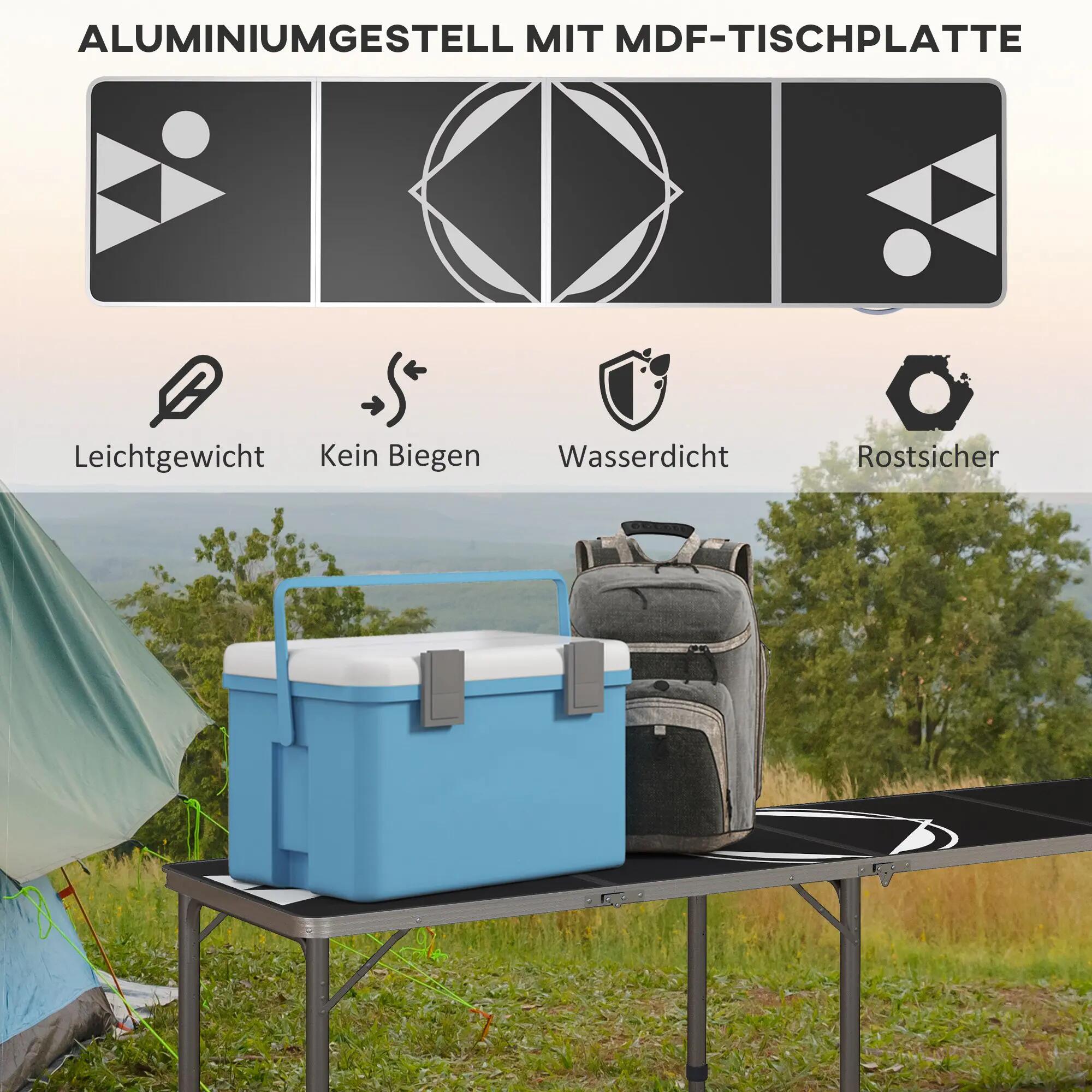 Table de camping pliante, légère, réglable en hauteur, structure en aluminium 8/9