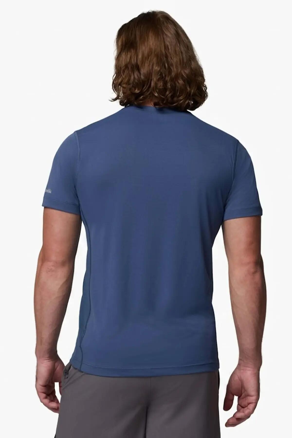 T-shirt Columbia Modèle Rules Light Ss Crew Couleur Bleu 5/5