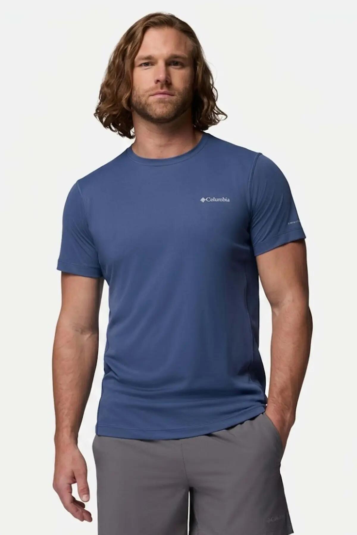 T-shirt Columbia Modèle Rules Light Ss Crew Couleur Bleu 4/5