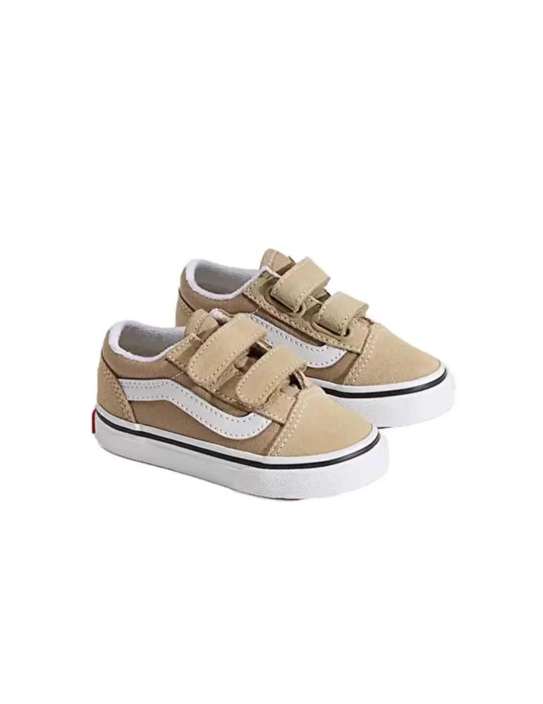 Scarpe per bambino Mustang Old Skool velcro Beige. 2/4