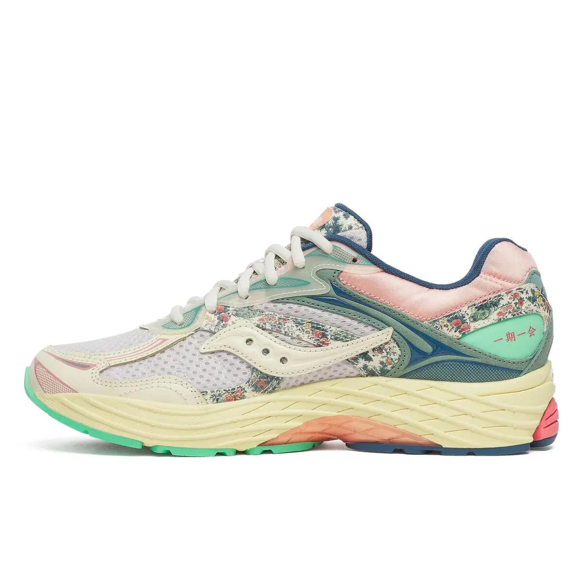 Saucony ProGrid Omni 9 Floral Beige Blue 4/5