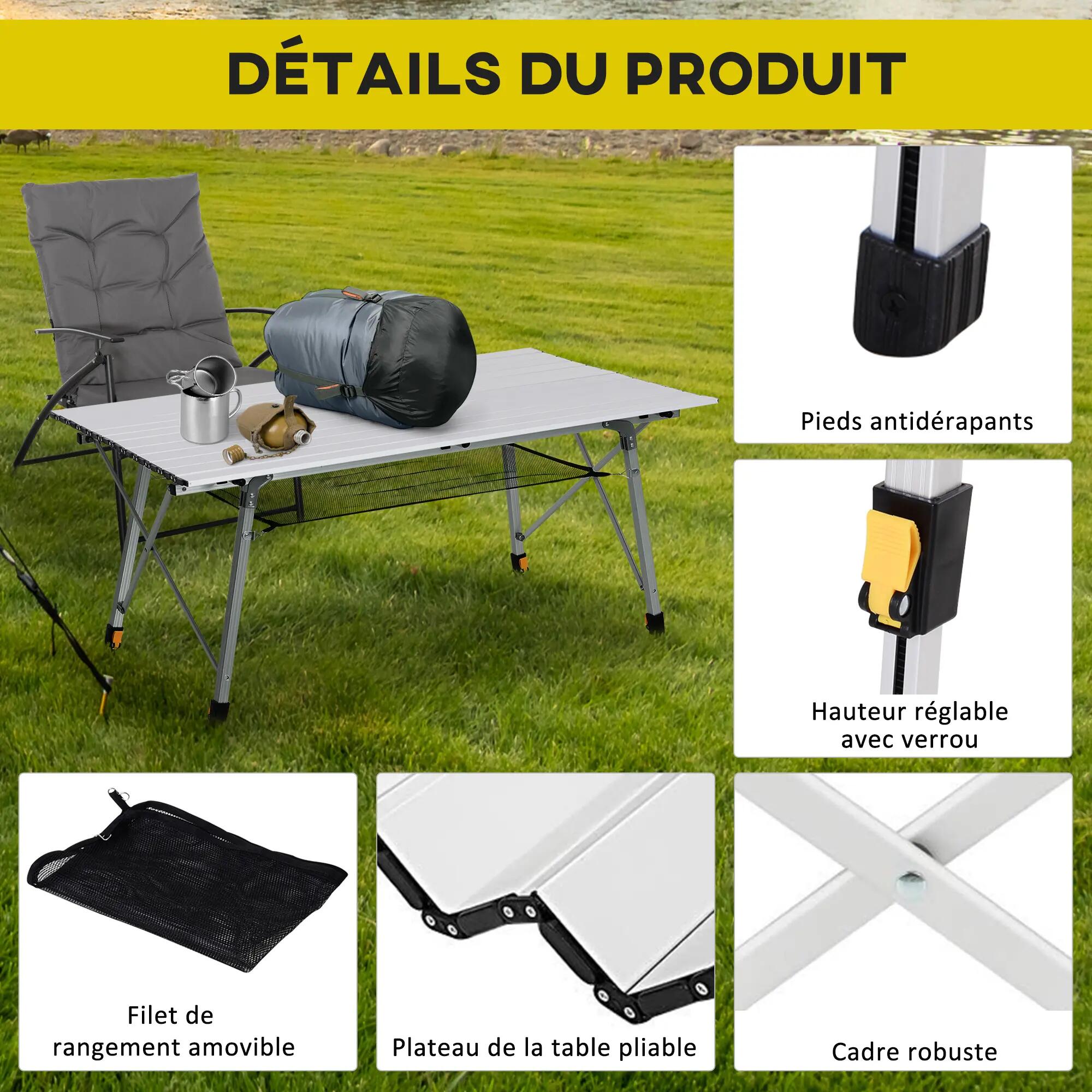 Table pliante en aluminium table de camping table de jardin 6 personnes hauteur 9/9