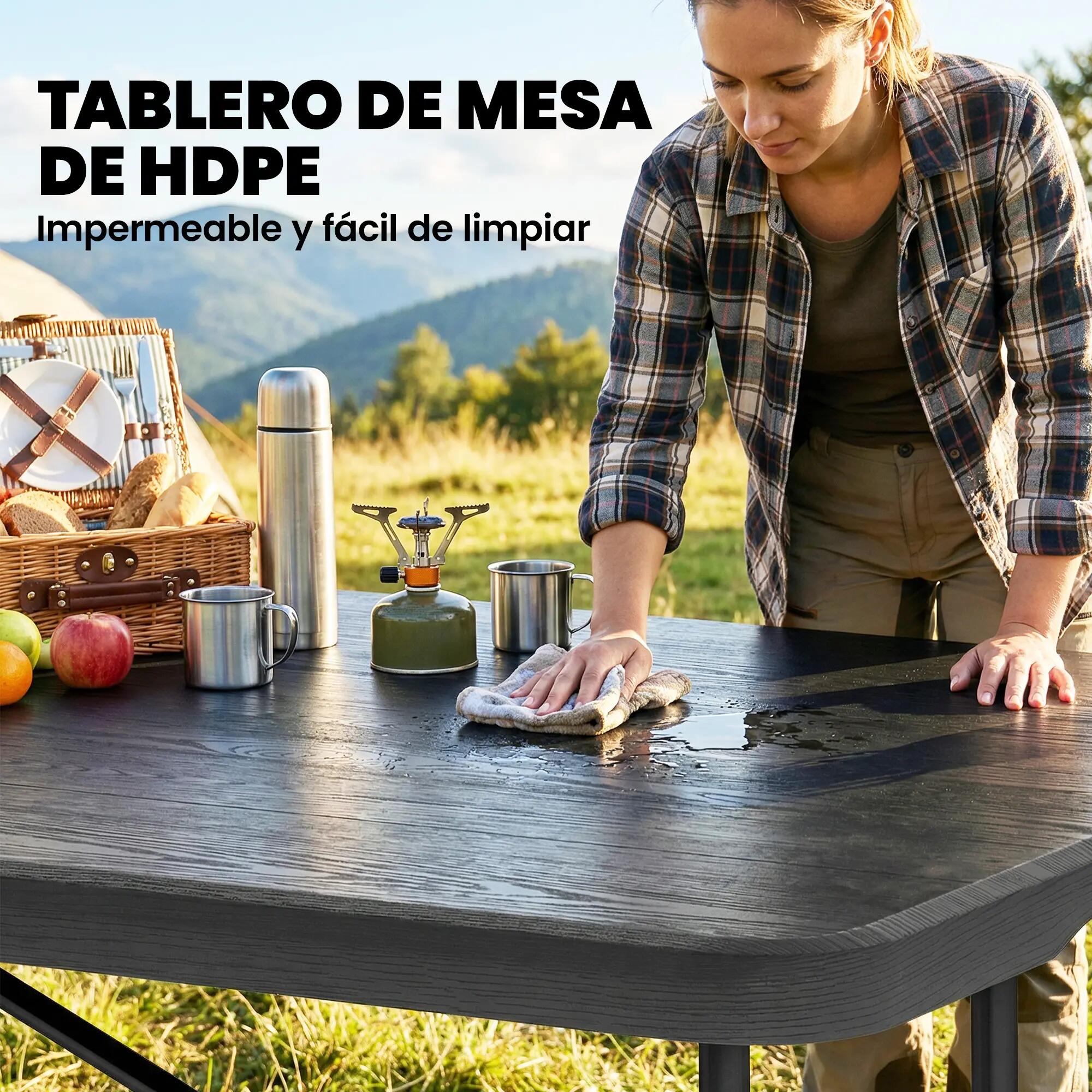 Ensemble de camping pliant 5 pièces : table et chaises pliantes, couvercle 7/9