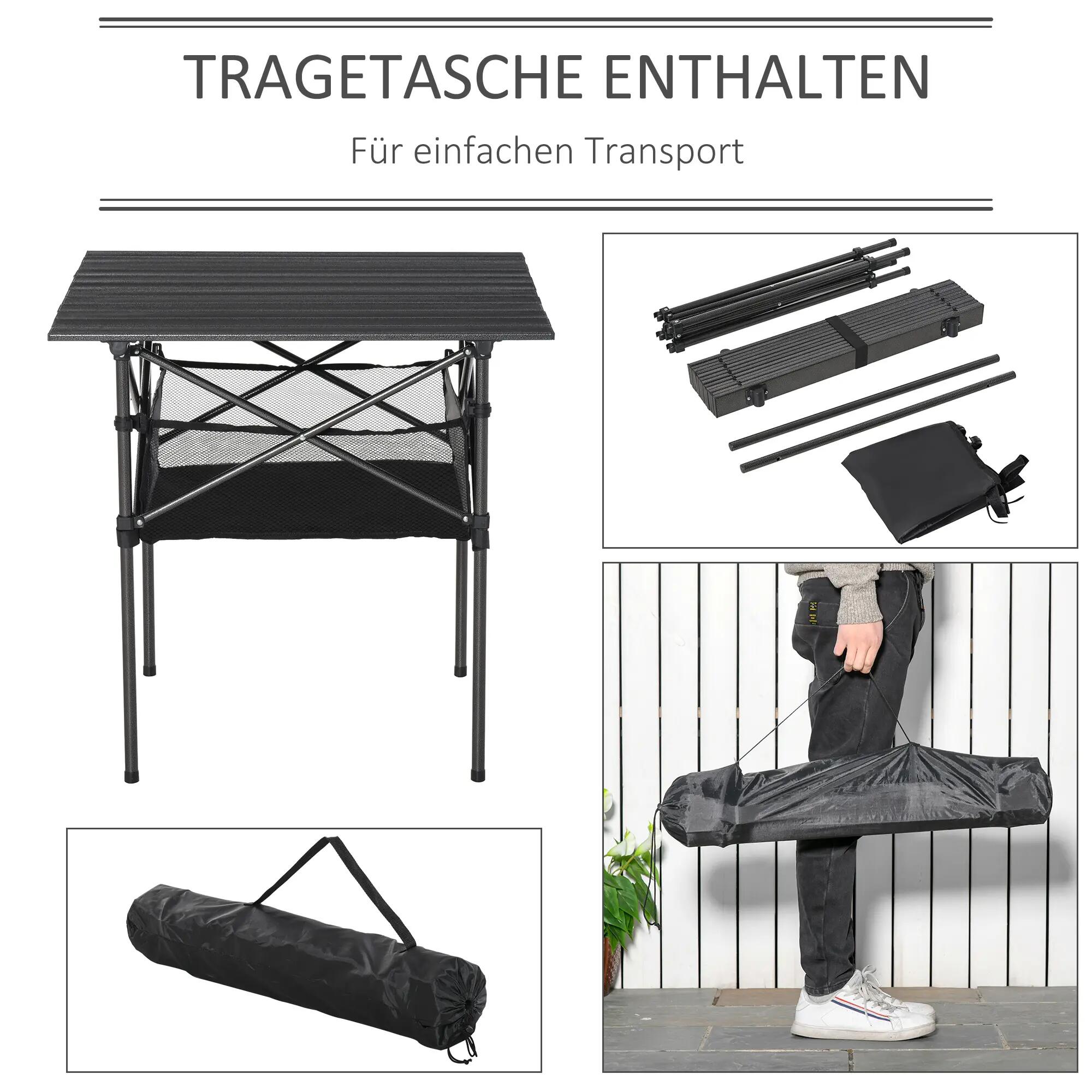 Table de camping pliante en aluminium avec sac en filet, table de pique-nique 7/9