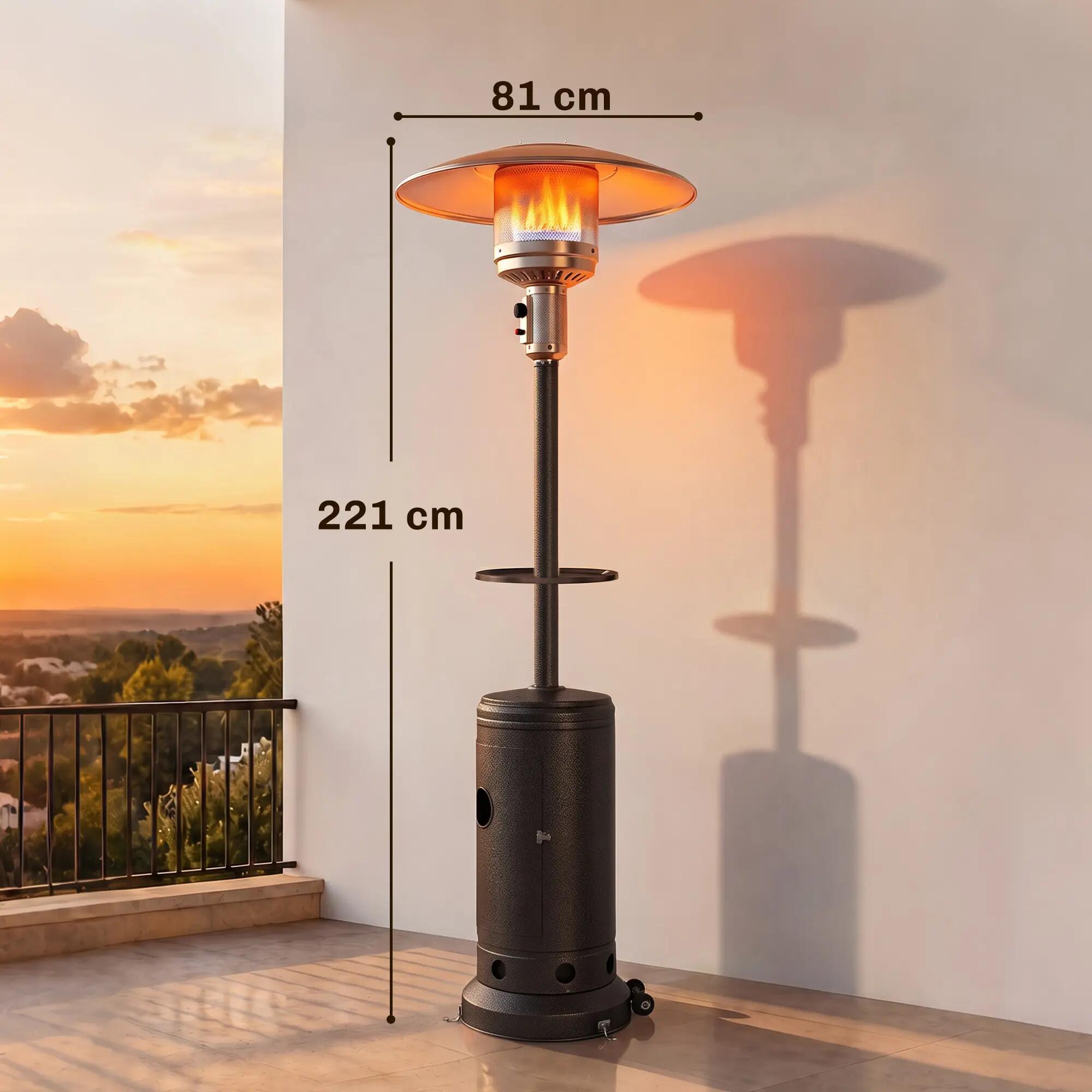 Estufa Gas Exterior Outsunny 81x81x221 cm Marrón 3/3
