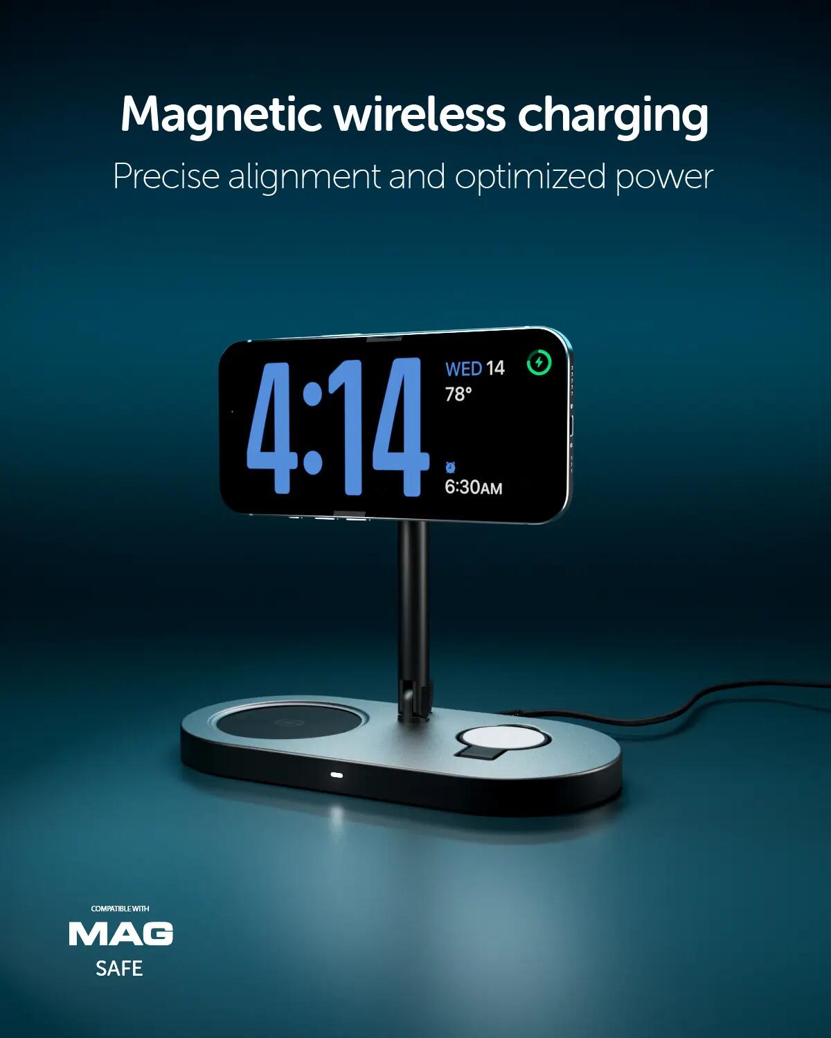 Station de recharge sans fil 3-en-1 pliable Qi2 25 W avec chargeur inclus 4/7