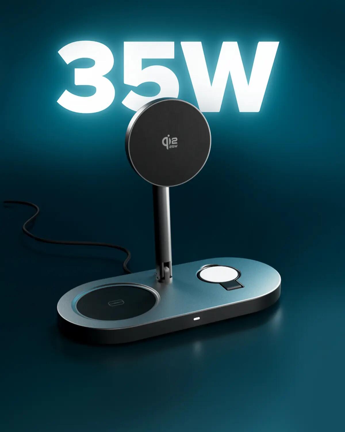 Station de recharge sans fil 3-en-1 pliable Qi2 25 W avec chargeur inclus 2/7