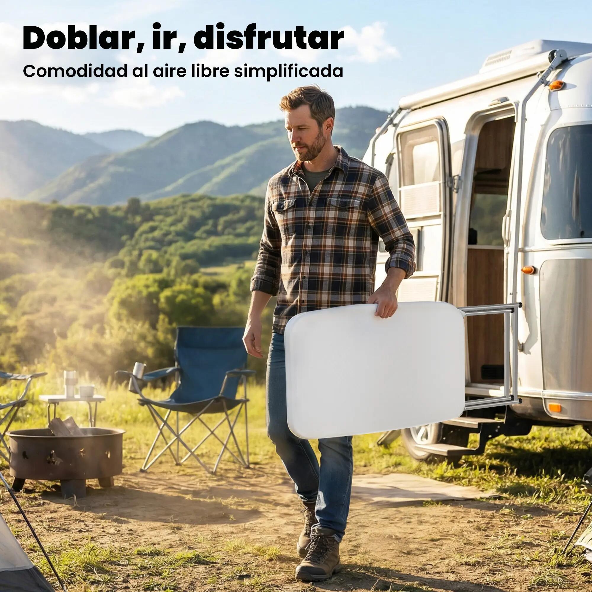 Table de camping pliante et portable avec 5 niveaux de hauteur réglables 7/9