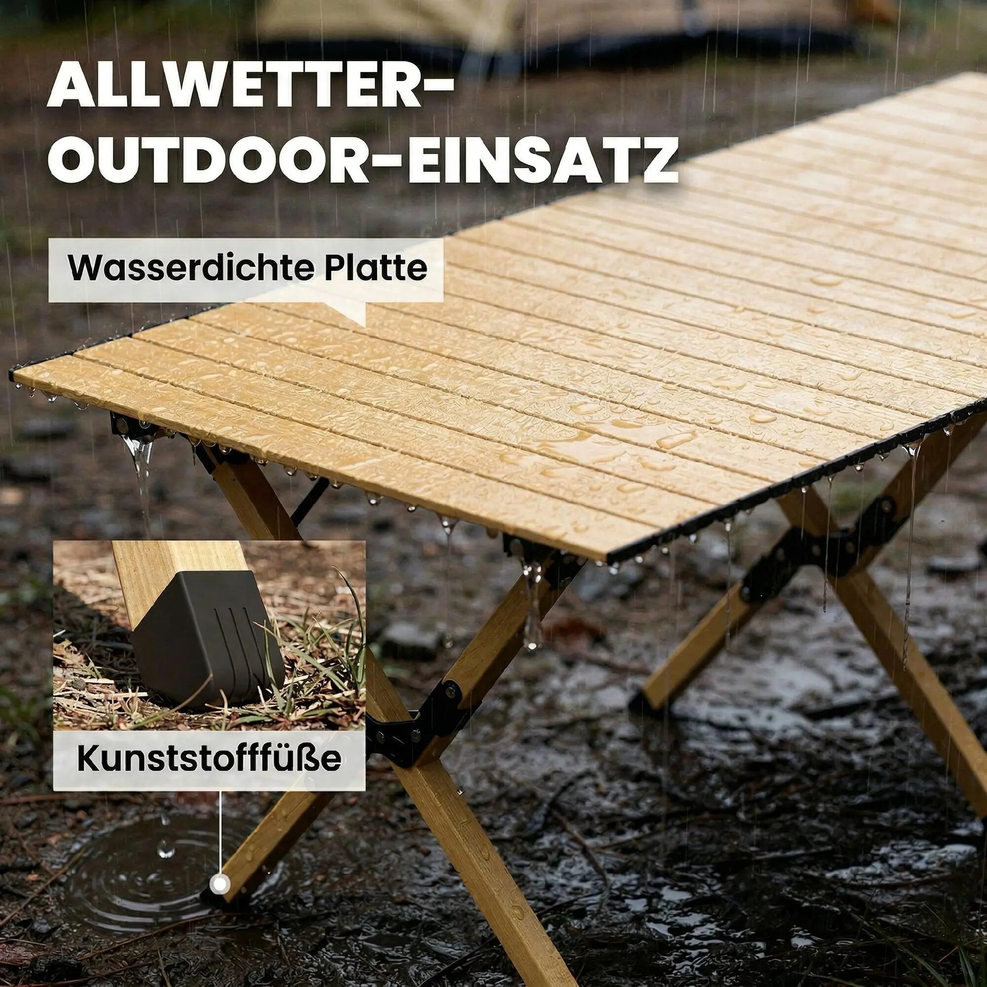 Table de camping 117 x 60 cm, table pliante en aluminium avec plateau enroulable 8/9