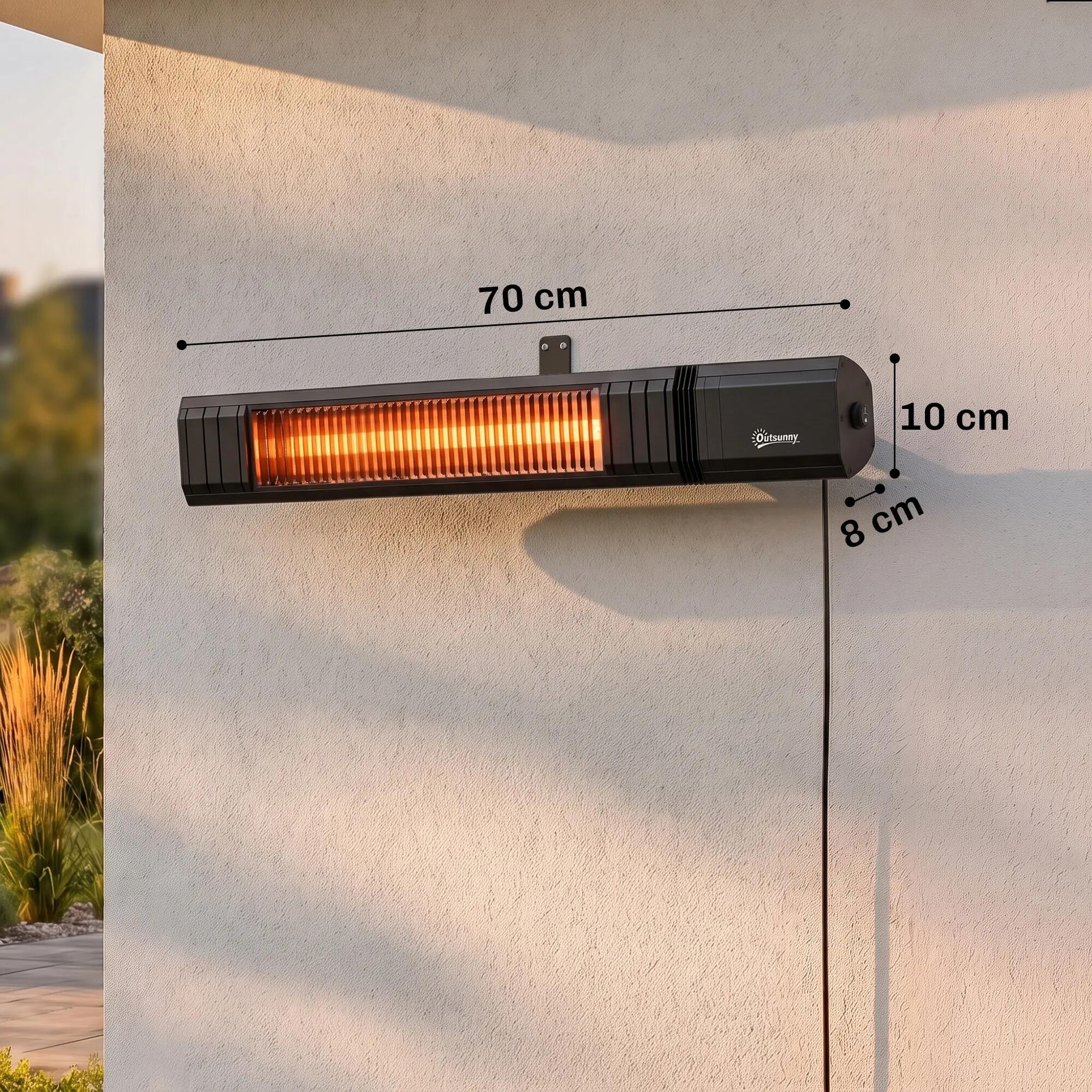 Calefactor Eléctrico Exterior Outsunny 70x8x10 cm Negro 3/3