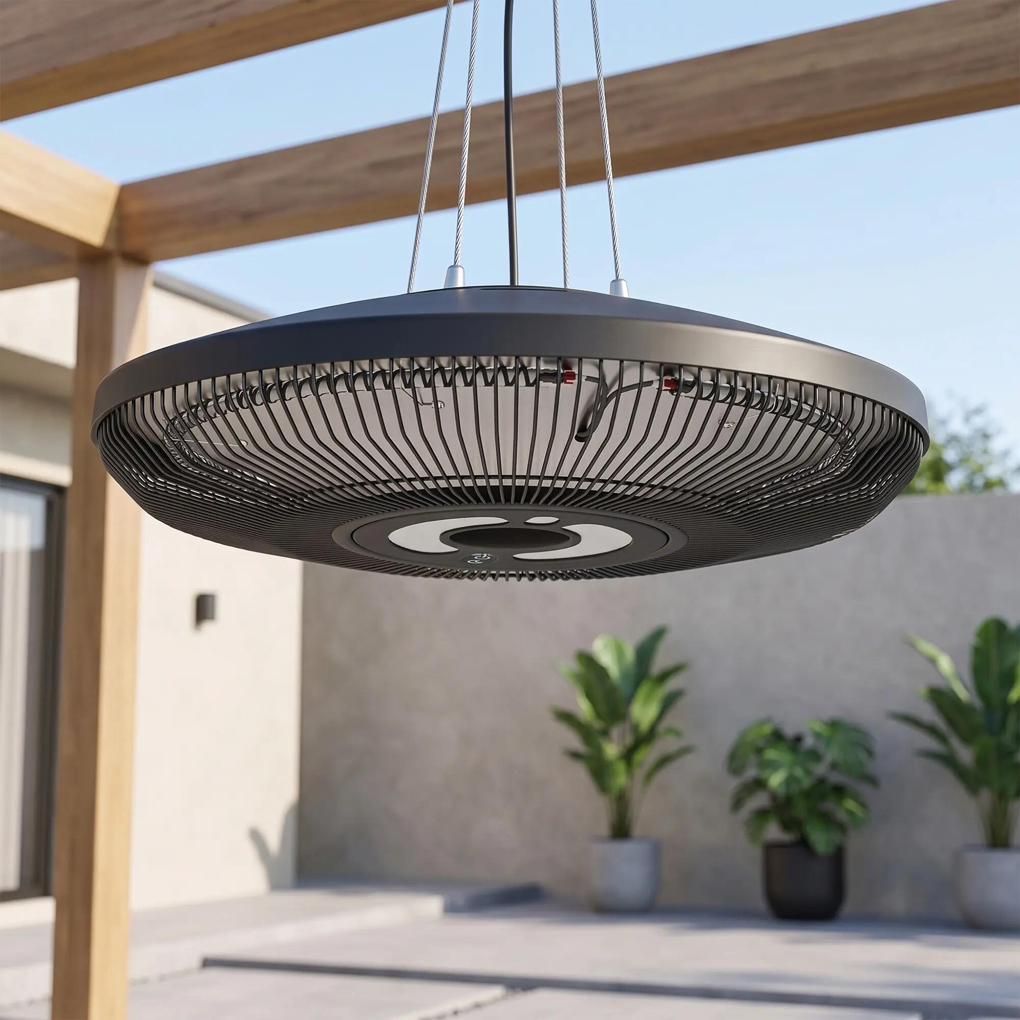 Calefactor Eléctrico Exterior Outsunny 42x42x11.5 cm Negro 2/3