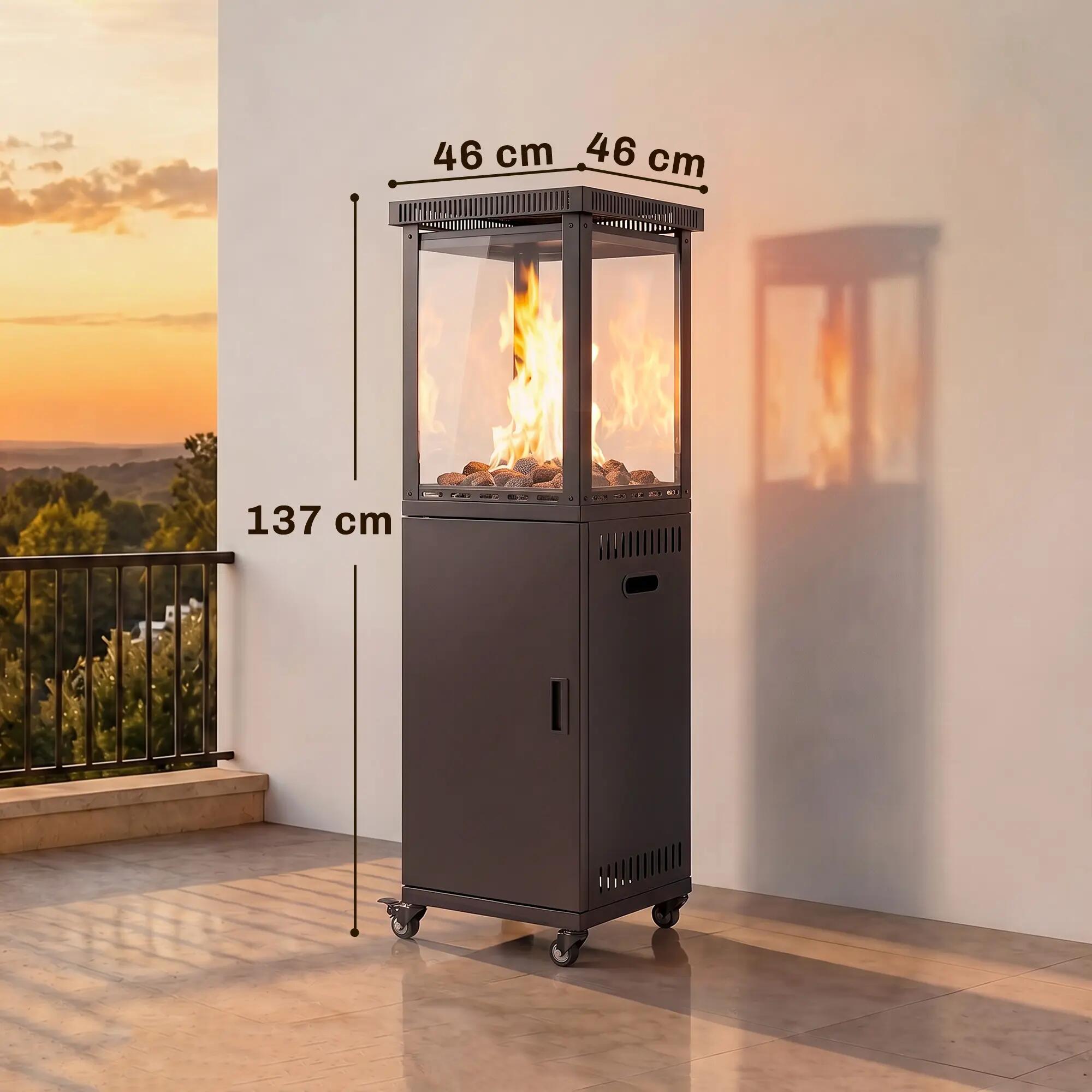 Estufa Gas Exterior Outsunny 46x46x137 cm Negro 3/3
