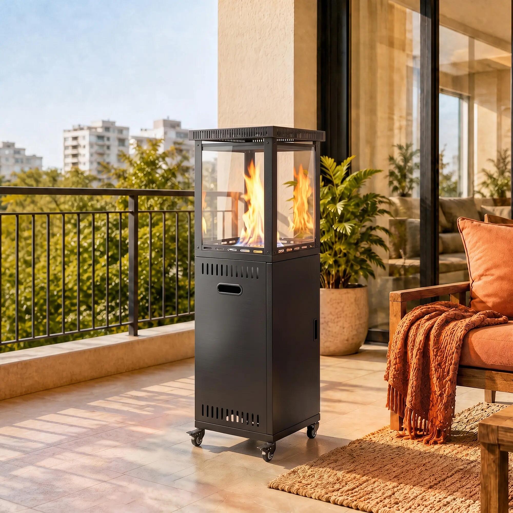 Estufa Gas Exterior Outsunny 46x46x137 cm Negro 2/3