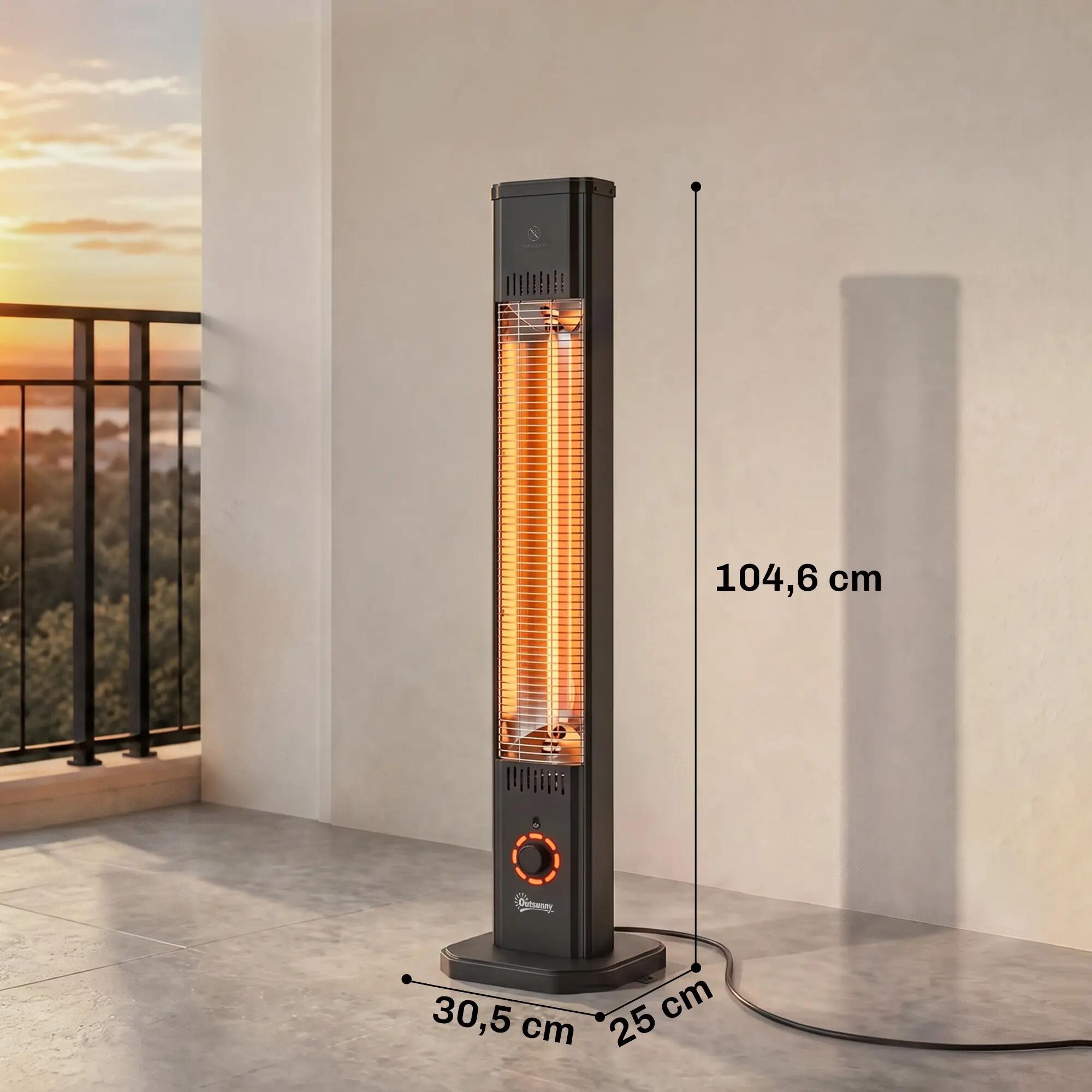 Calefactor Eléctrico Exterior Outsunny 30.5x25x104.6 cm Negro 3/3