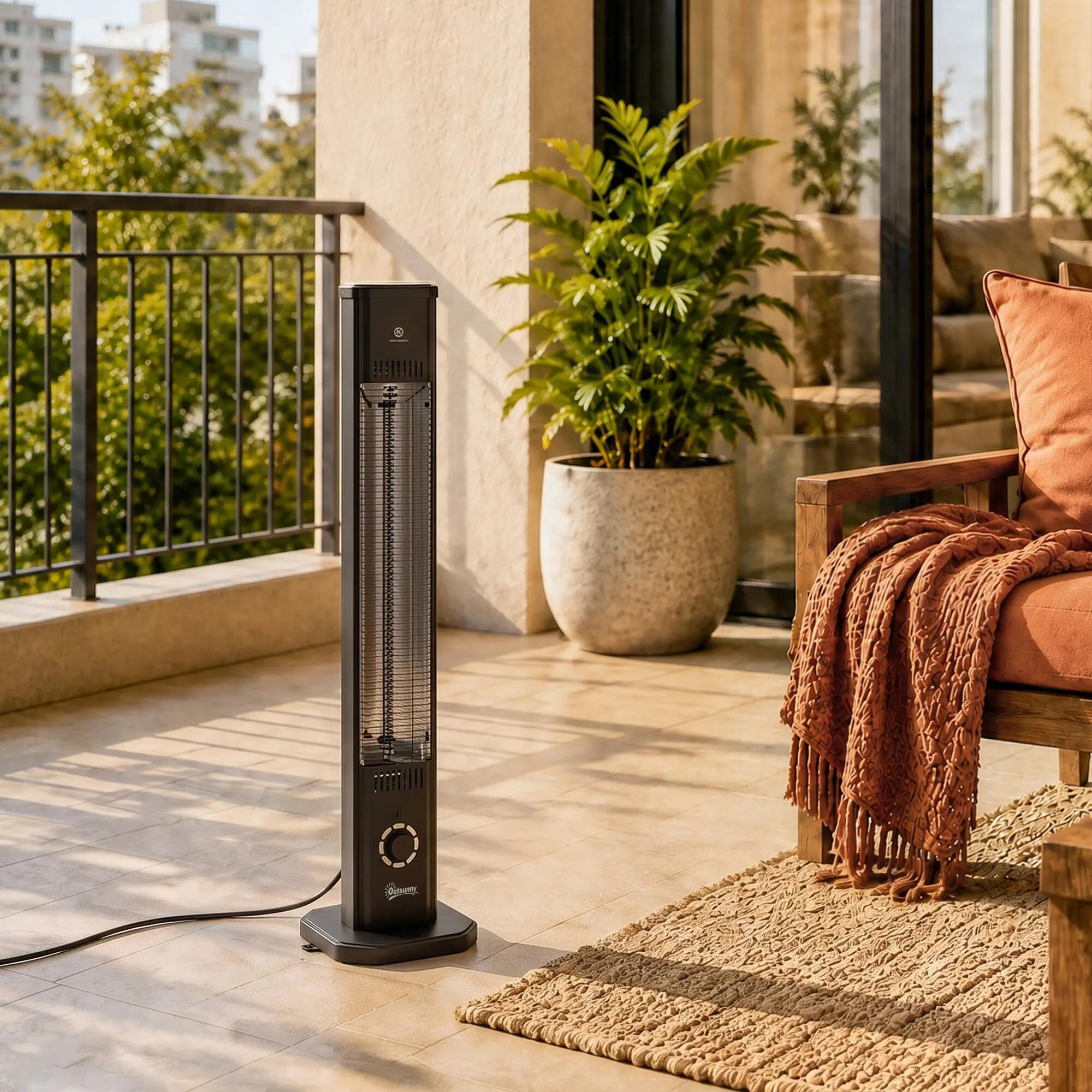 Calefactor Eléctrico Exterior Outsunny 30.5x25x104.6 cm Negro 2/3