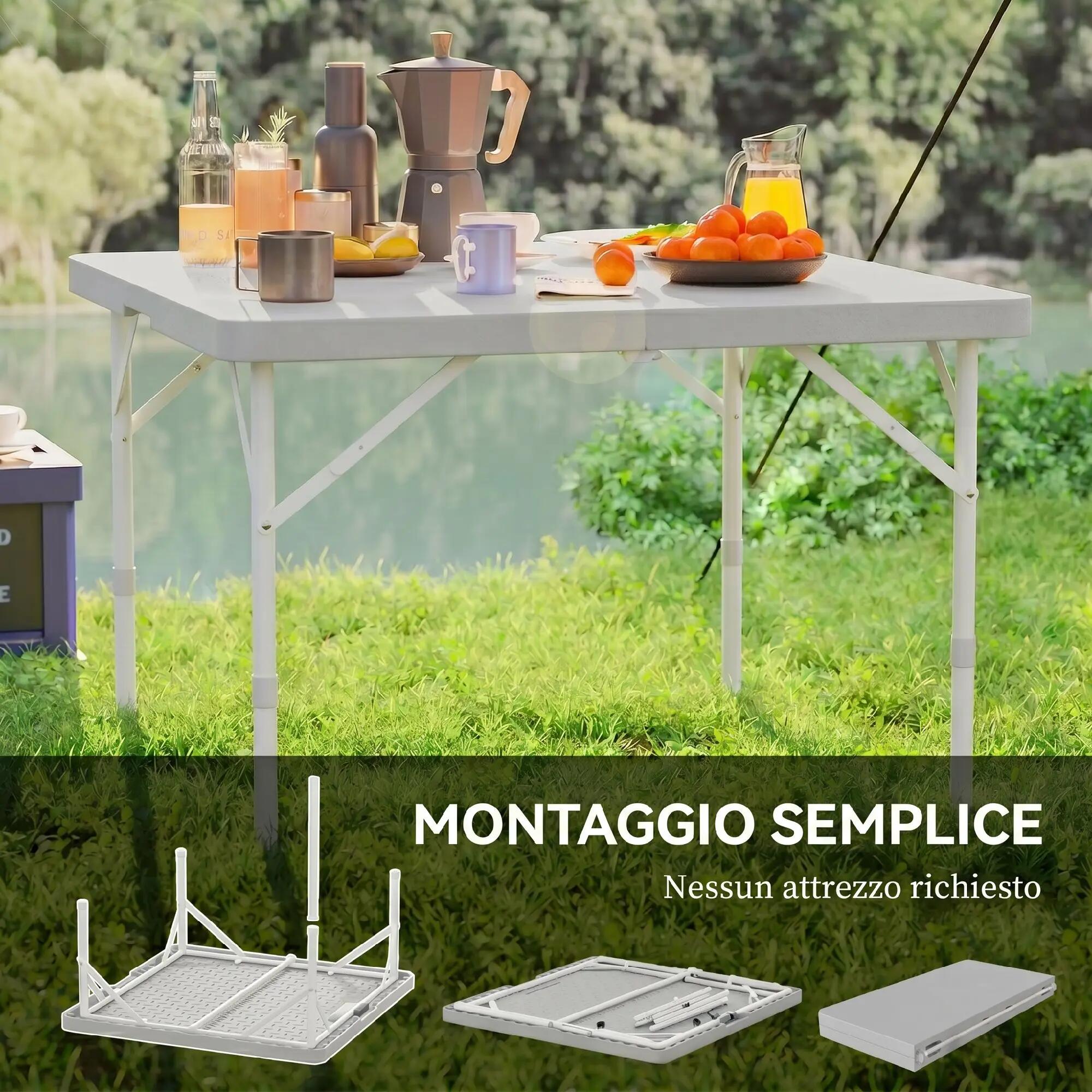 Table de camping pliante, réglable sur 2 hauteurs, en PEHD et métal 9/9