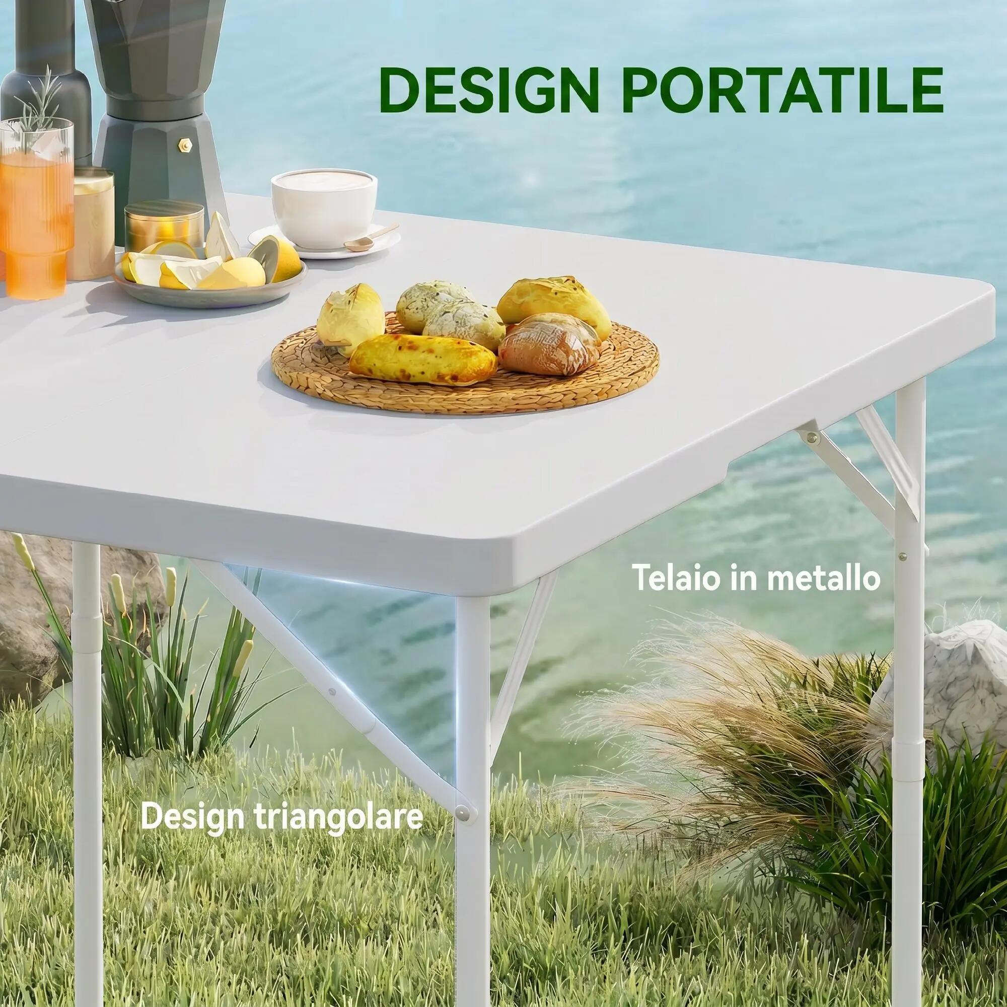 Table de camping pliante, réglable sur 2 hauteurs, en PEHD et métal 7/9