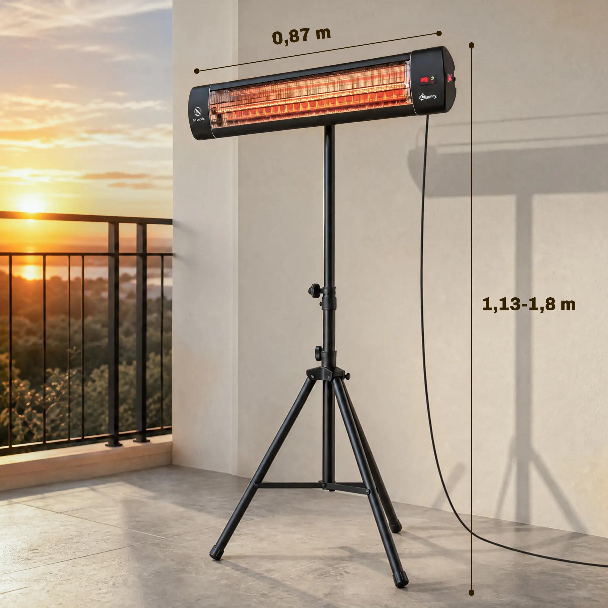 Calefactor Eléctrico Exterior Outsunny 87x81x180 cm Negro 3/3
