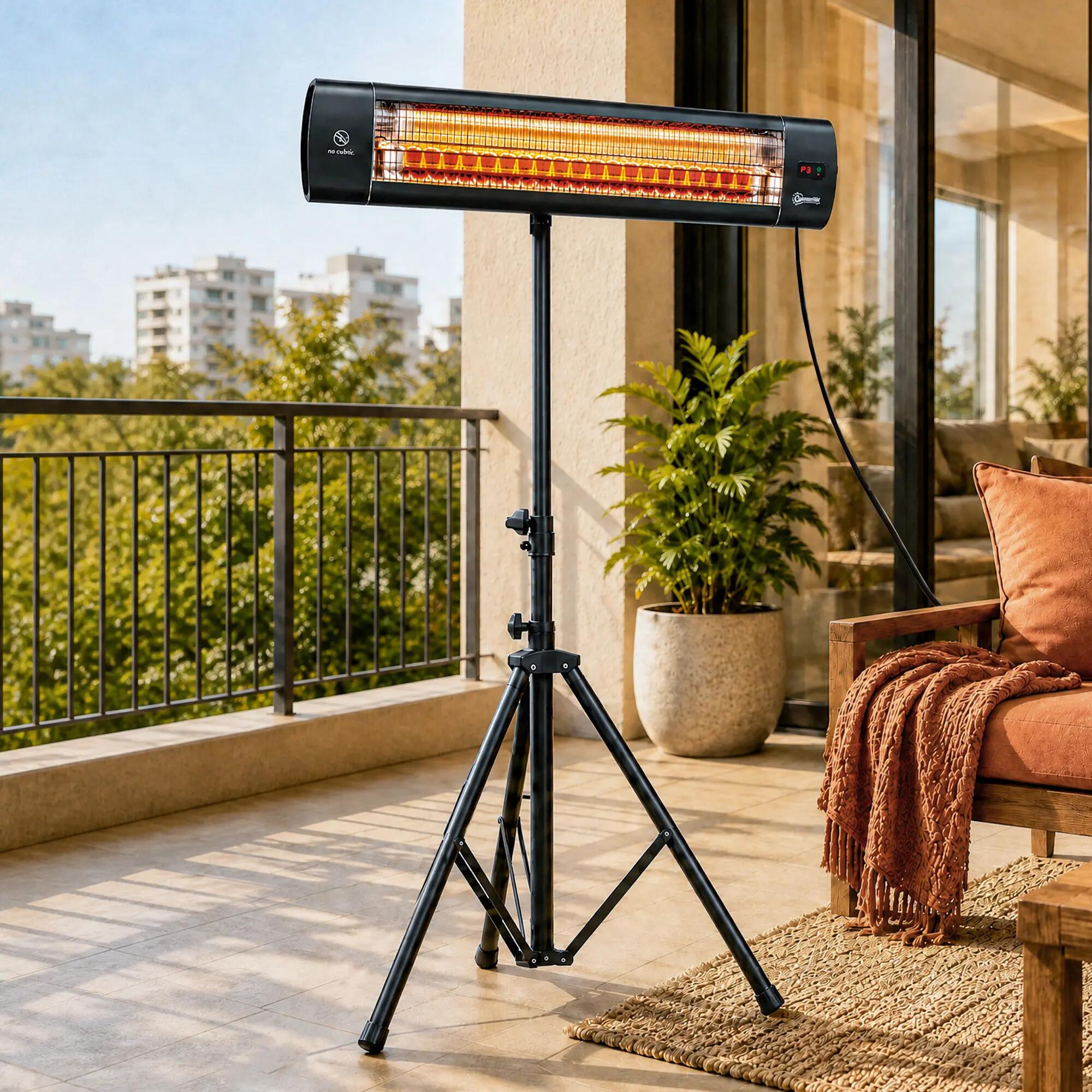 Calefactor Eléctrico Exterior Outsunny 87x81x180 cm Negro 2/3