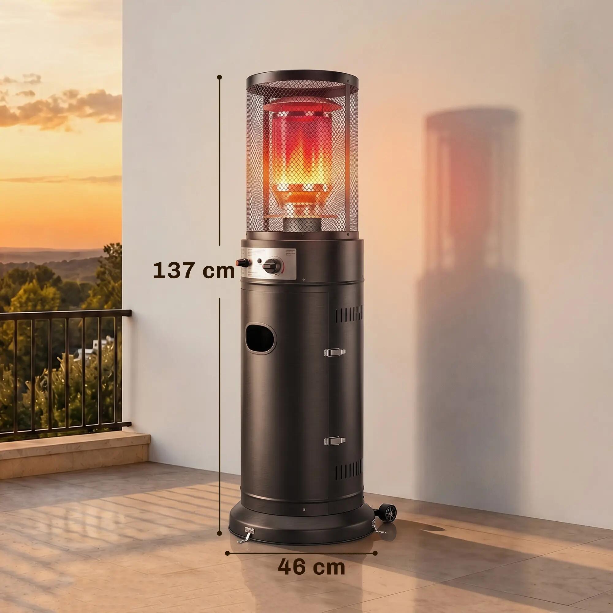 Estufa Gas Exterior Outsunny 52x46x137 cm Negro 3/3