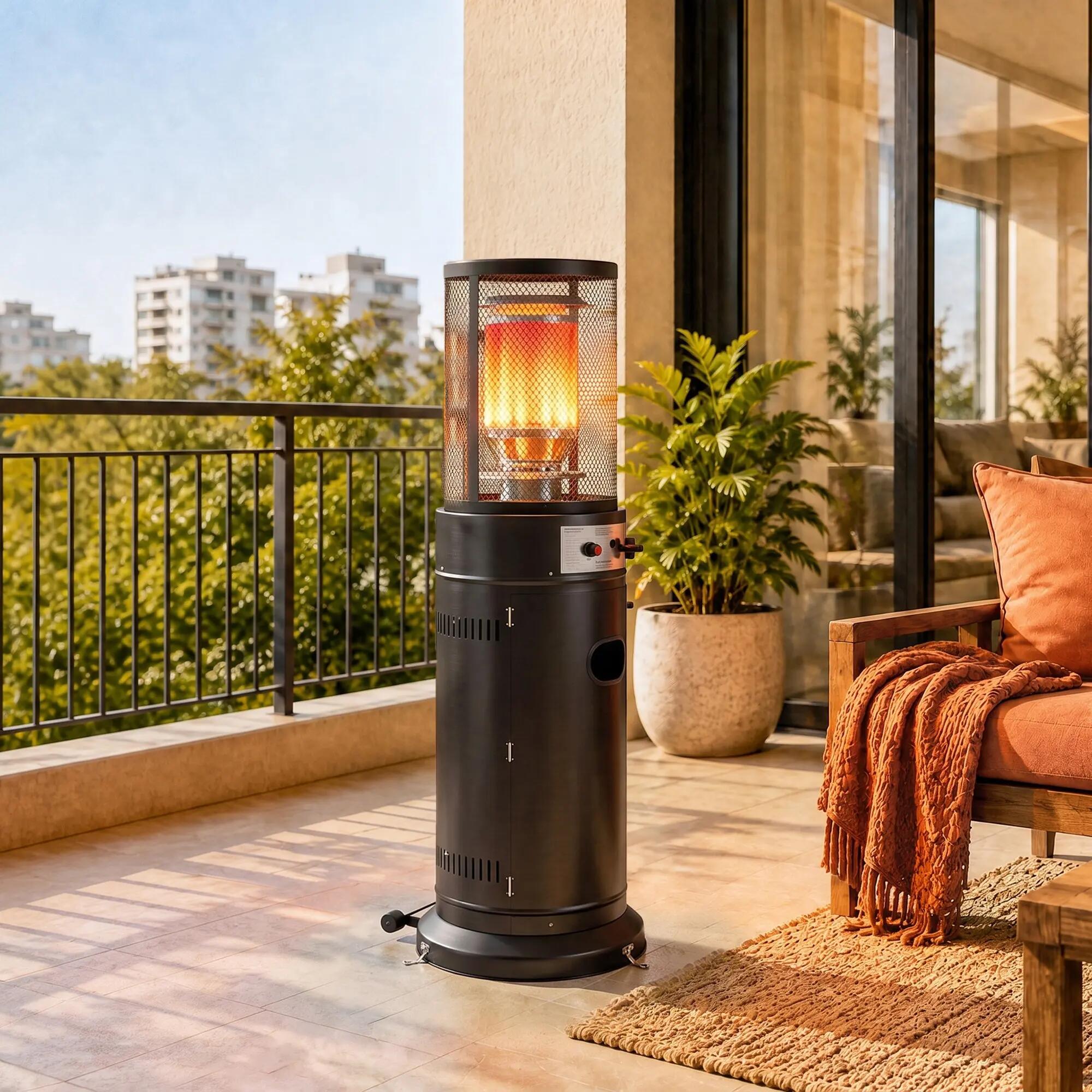 Estufa Gas Exterior Outsunny 52x46x137 cm Negro 2/3